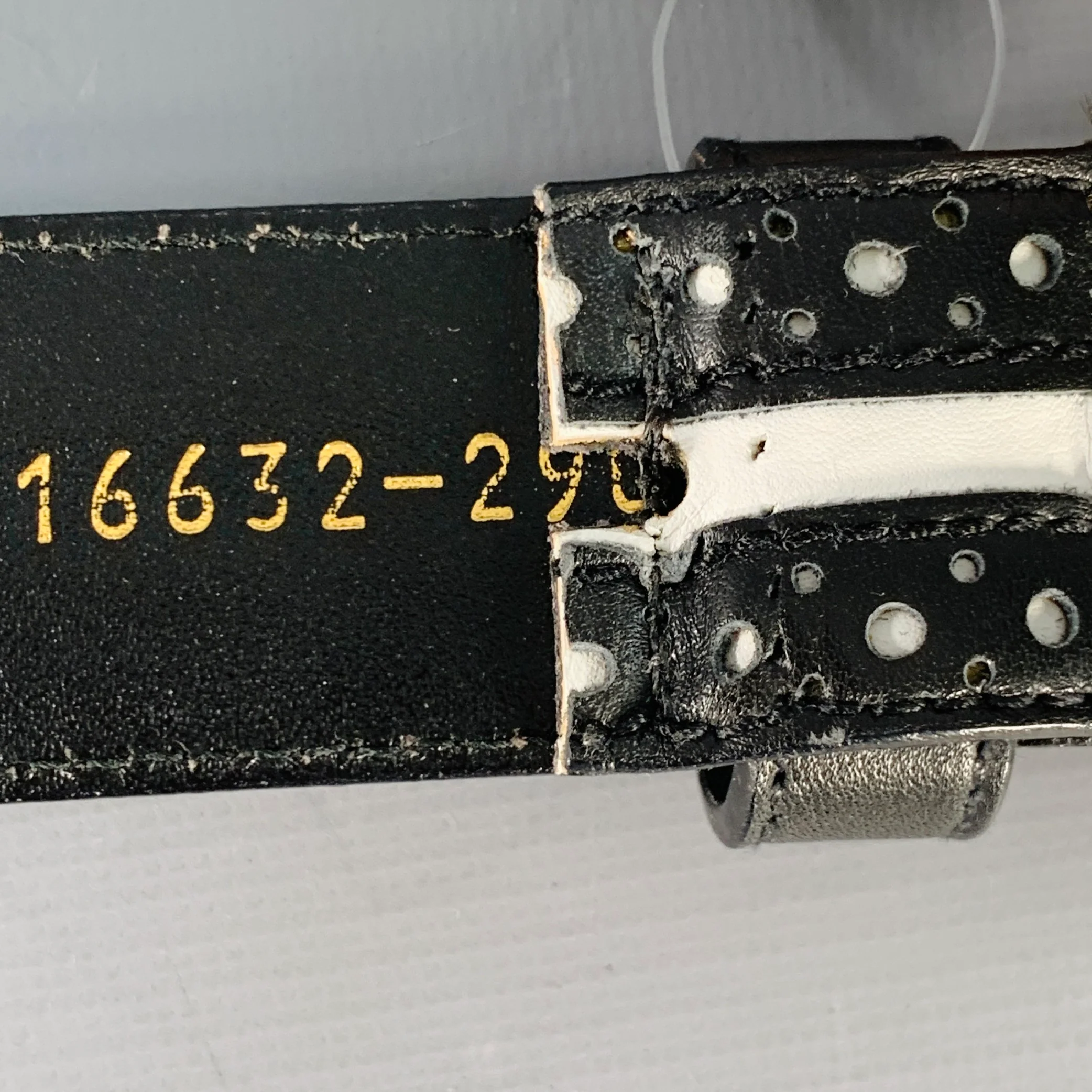 LAUREL Size S Black White Perforated Two Tone Leather Belt - Image 6