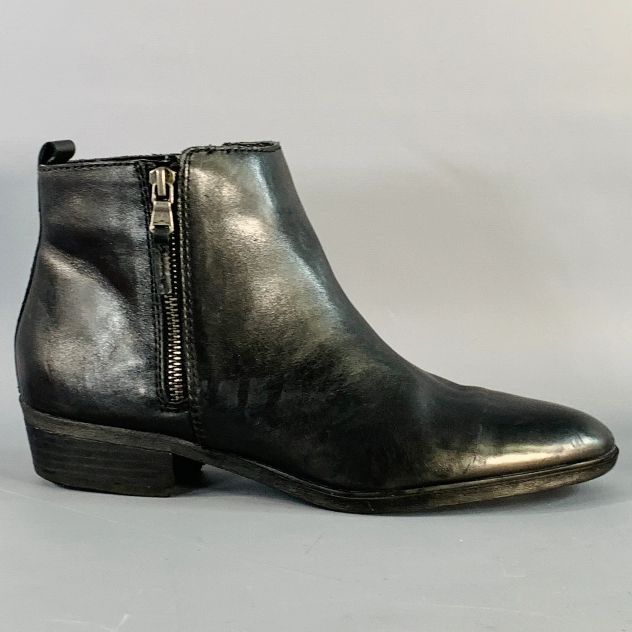 LAUREN by RALPH LAUREN Size 10 Shira Black Leather Double Side Zipper Boots - Image 2