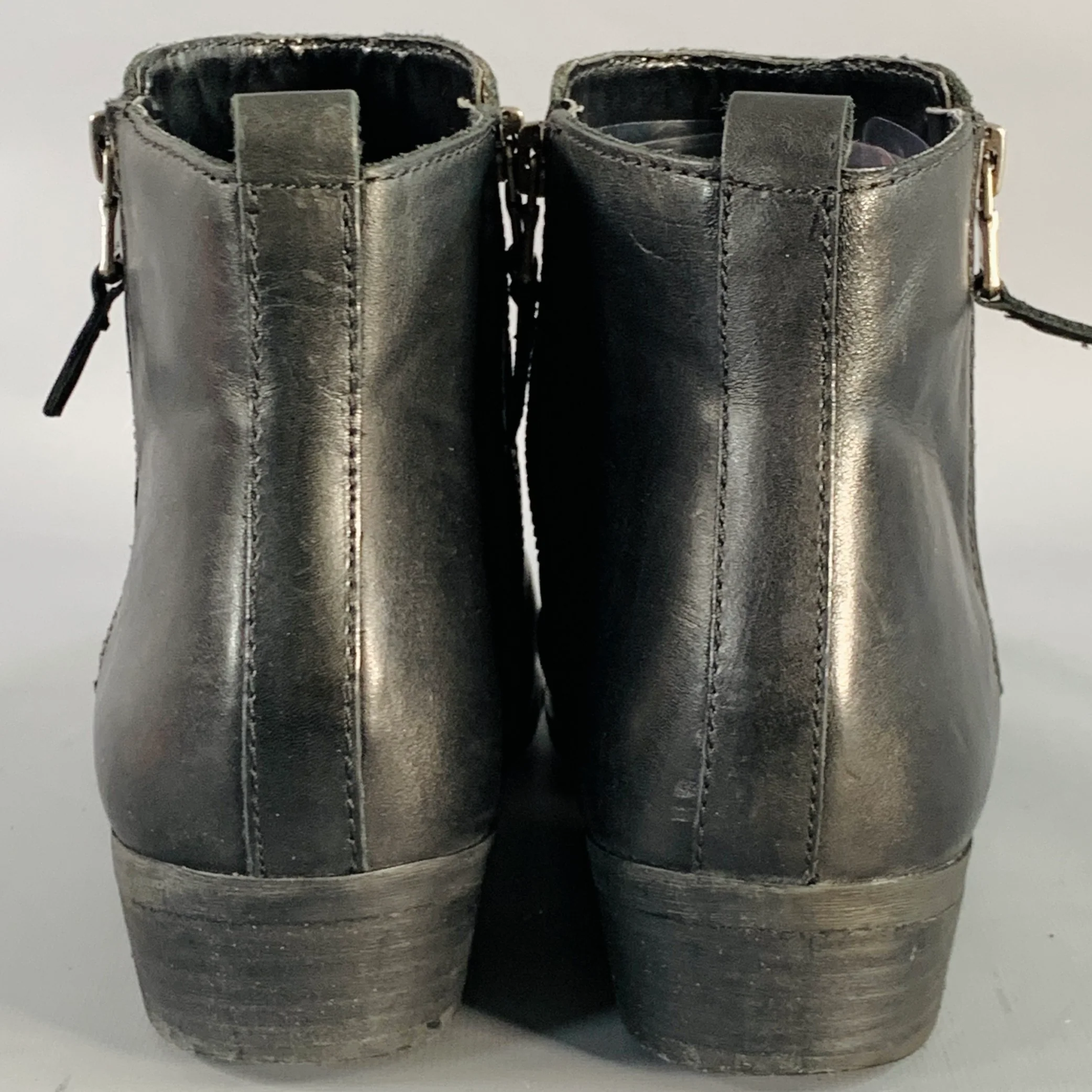 LAUREN by RALPH LAUREN Size 10 Shira Black Leather Double Side Zipper Boots - Image 3