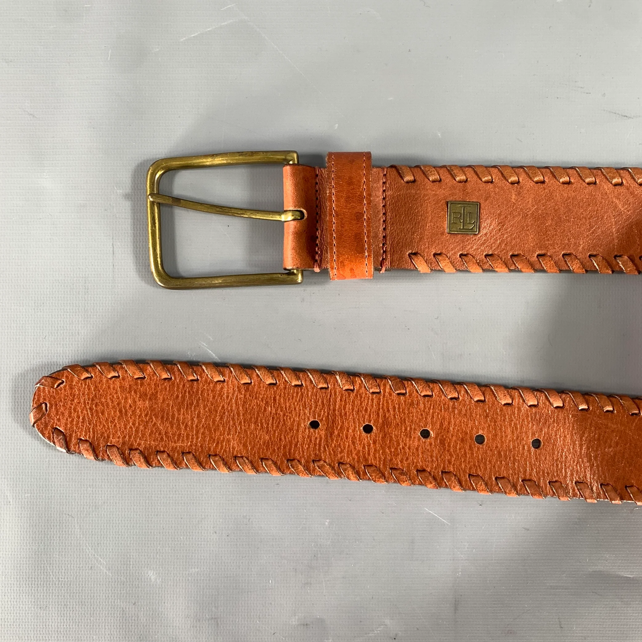 LAUREN by RALPH LAUREN Size S Tan Woven Leather Belt - Image 7