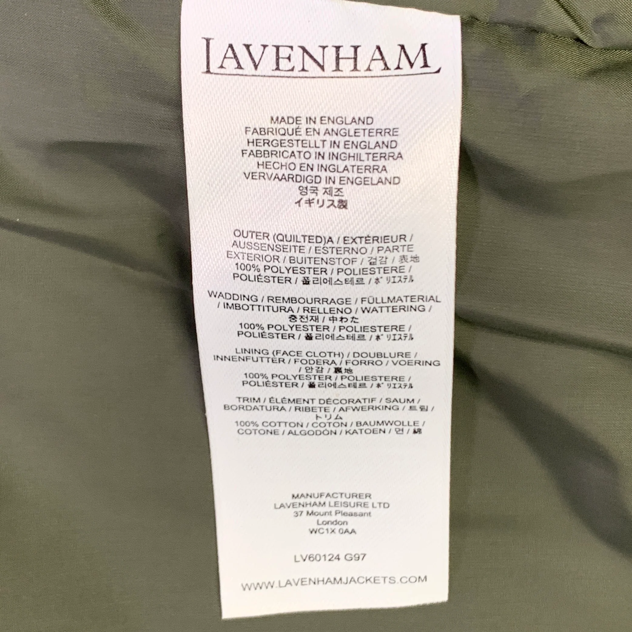 LAVENHAM Size 42 Mickfield Olive Quilted Polyester Puffer Jacket - Image 8