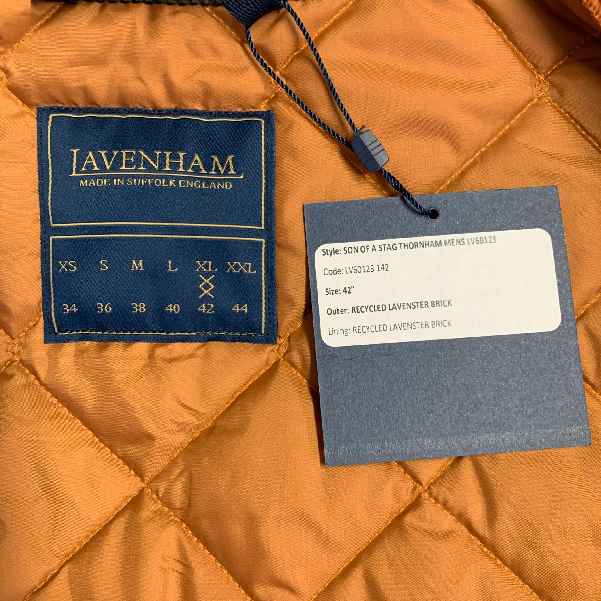 LAVENHAM Size 42 Thornham Tan Quilted Polyester Snaps Vest - Image 3