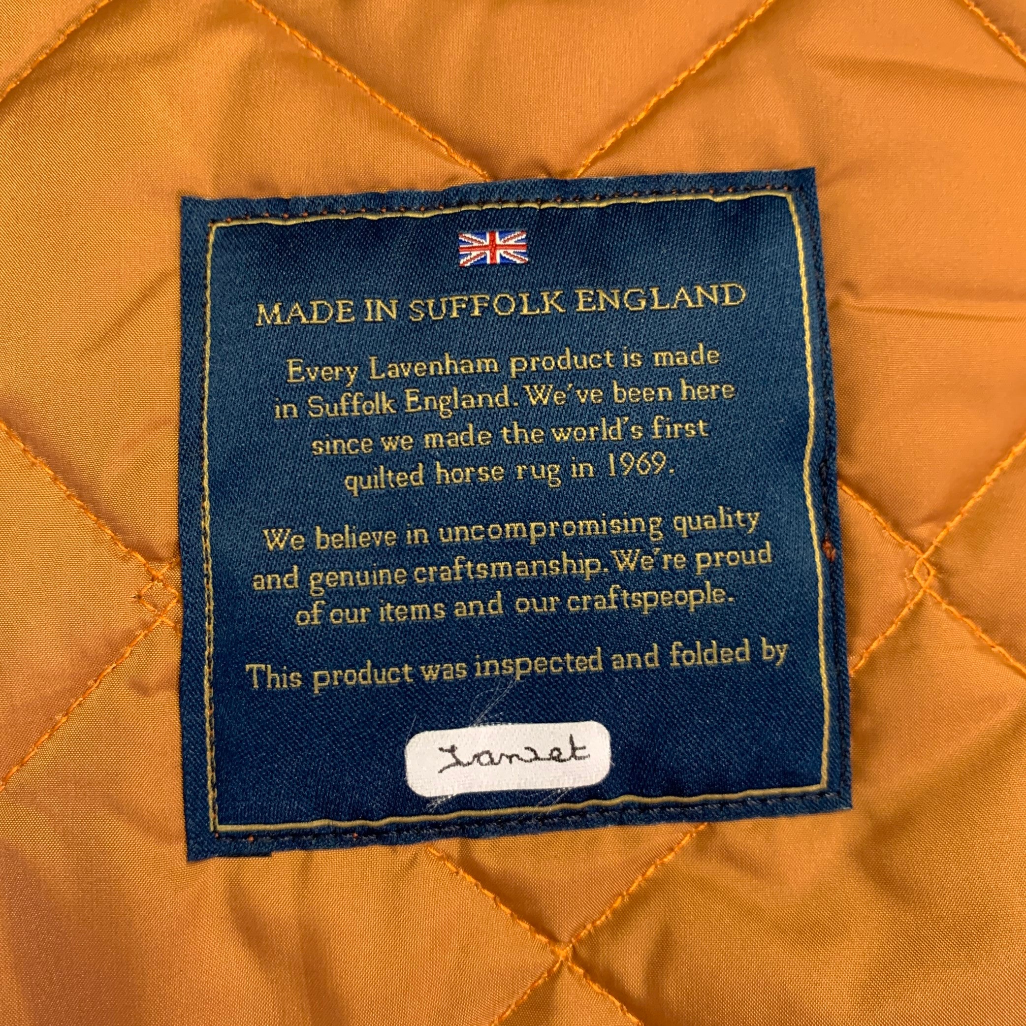 LAVENHAM Size 42 Thornham Tan Quilted Polyester Snaps Vest - Image 4
