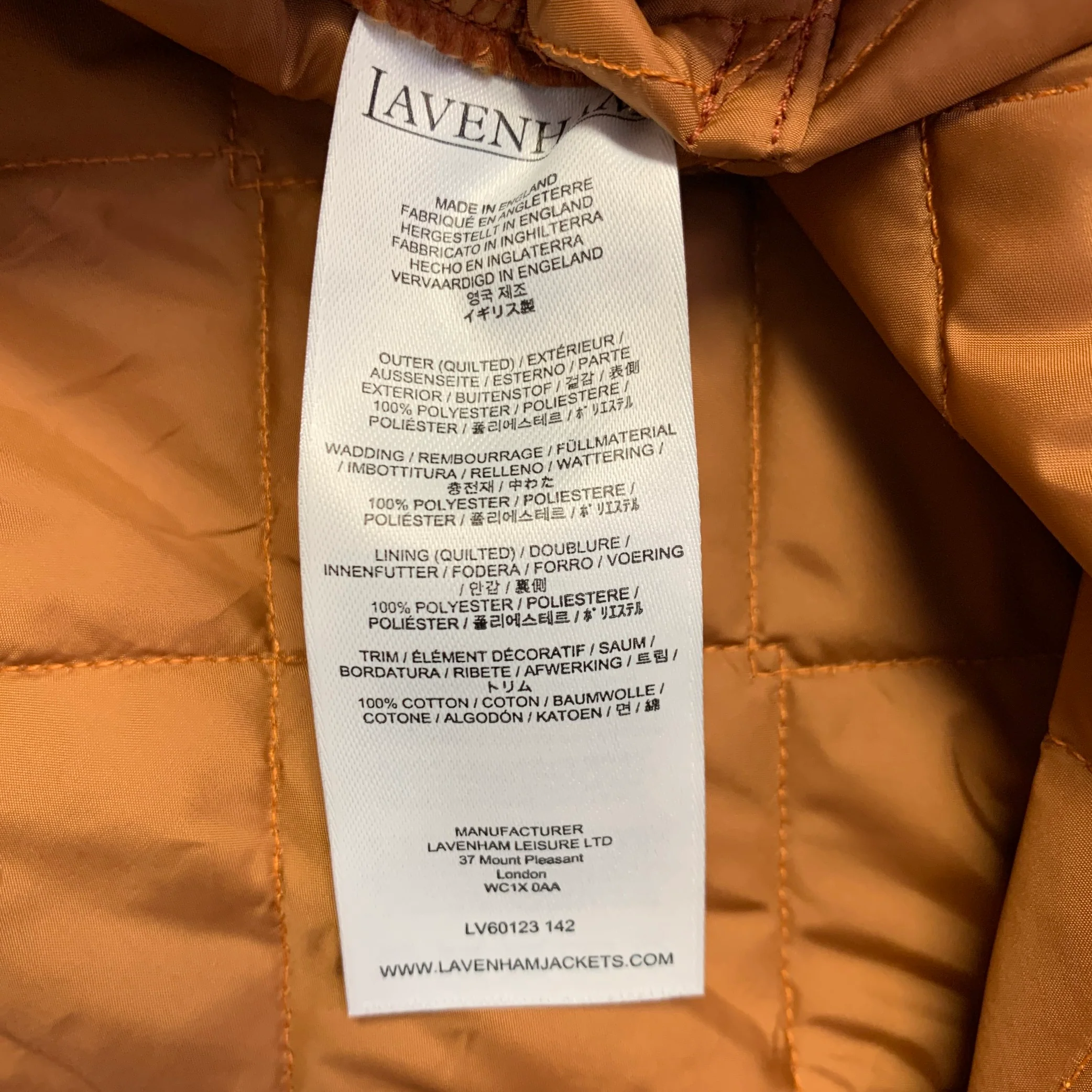 LAVENHAM Size 42 Thornham Tan Quilted Polyester Snaps Vest - Image 5