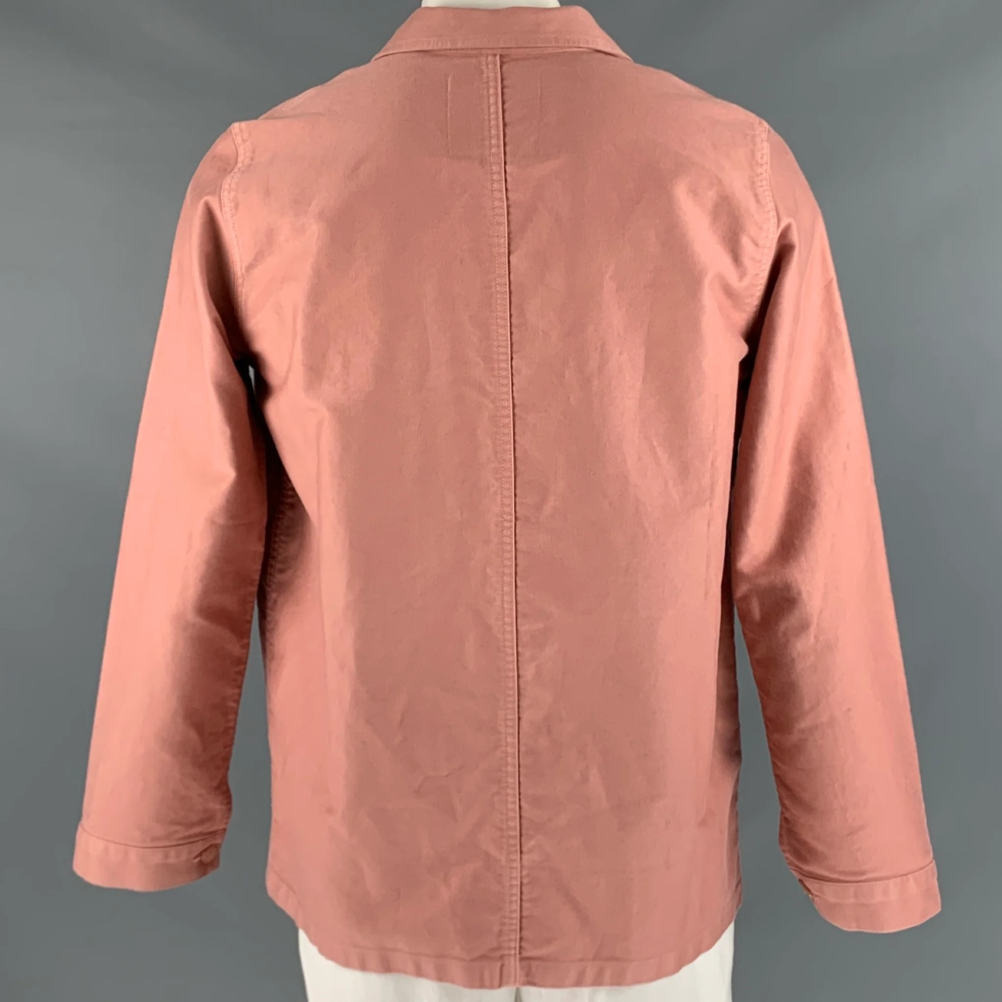 LE MONT ST.MICHEL Size 48 Orange Sorbet Cotton Jacket - Image 3