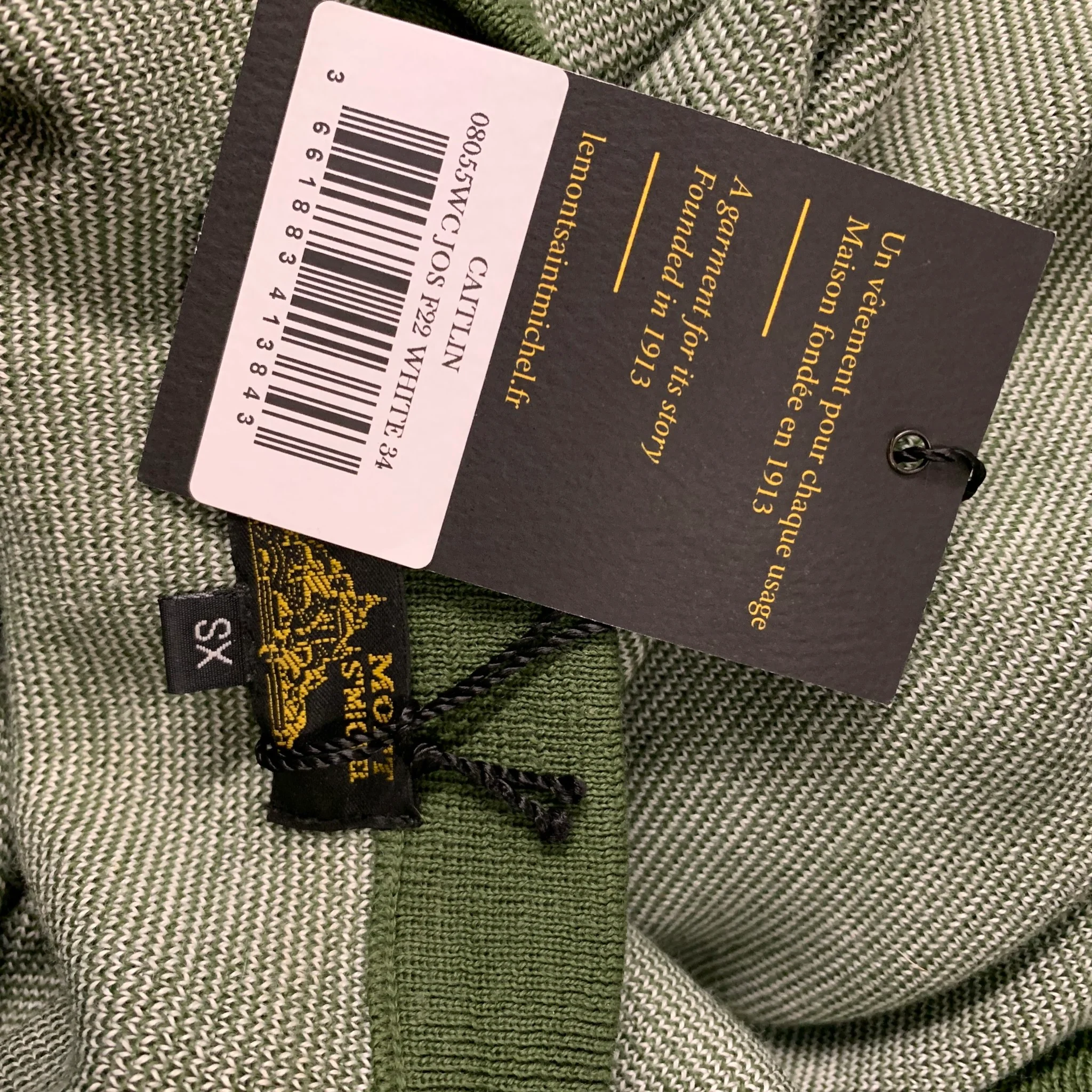 LE MONT ST.MICHEL Size XS Green White Merino Wool Acrylic Stripe Casual Top - Image 4