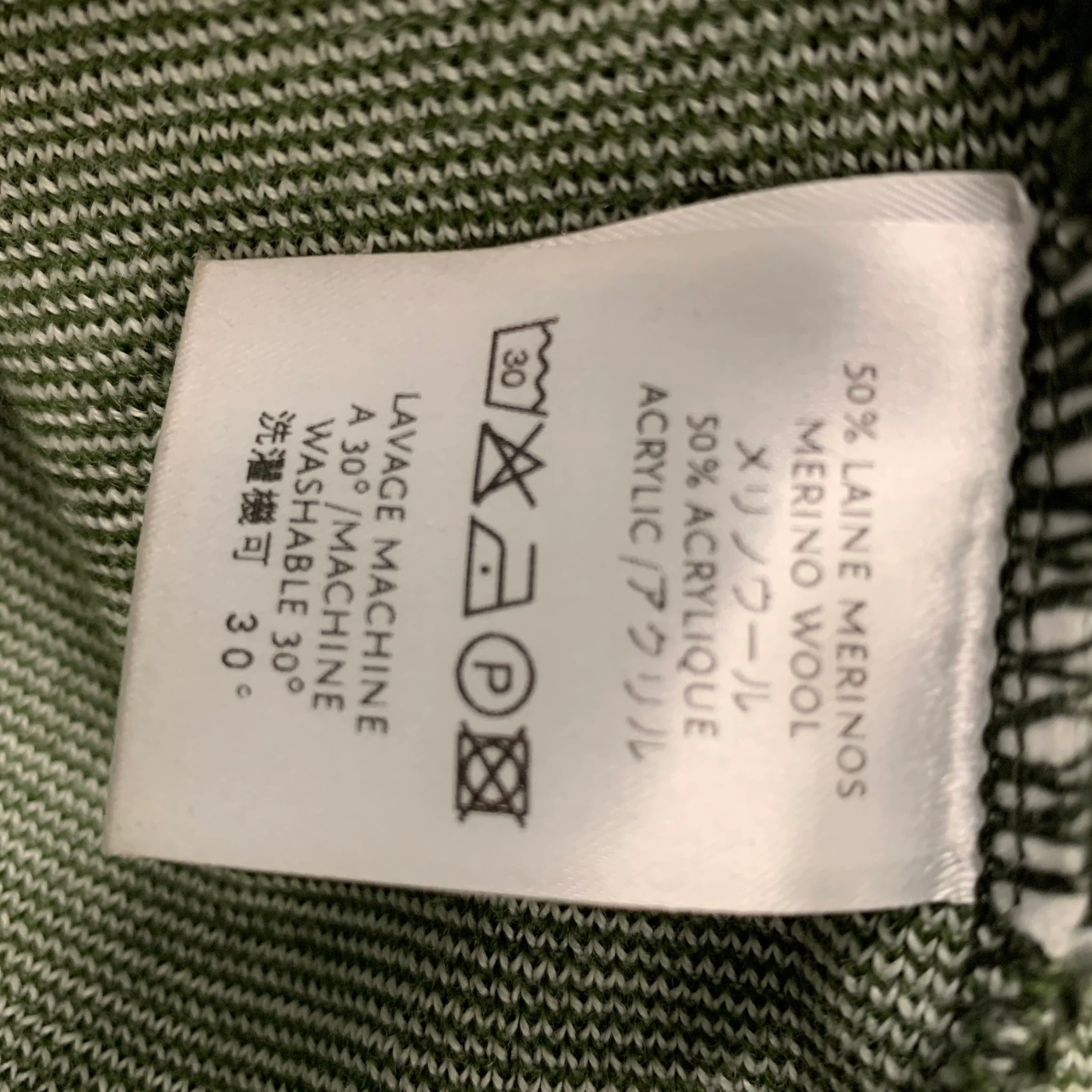 LE MONT ST.MICHEL Size XS Green White Merino Wool Acrylic Stripe Casual Top - Image 5