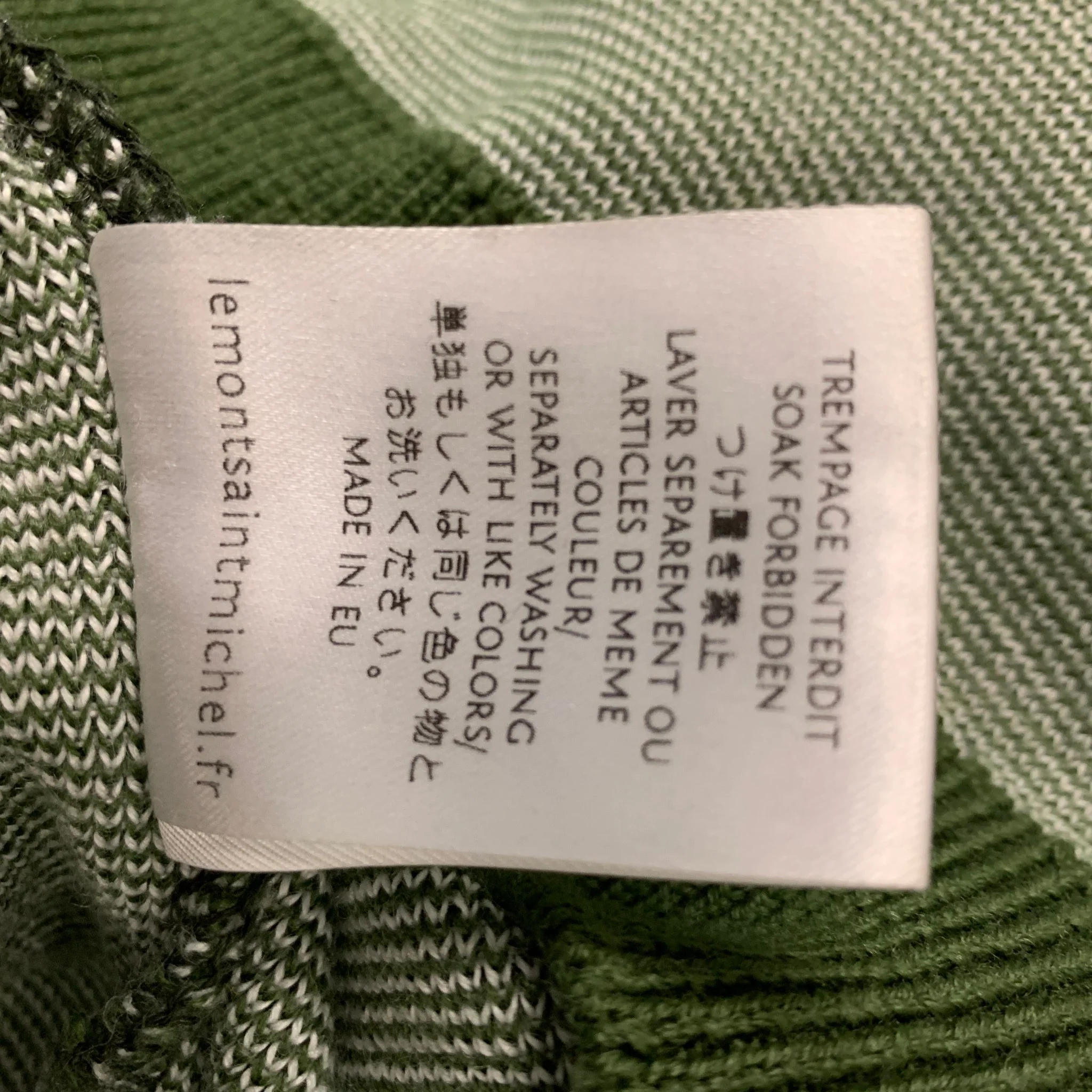 LE MONT ST.MICHEL Size XS Green White Merino Wool Acrylic Stripe Casual Top - Image 6