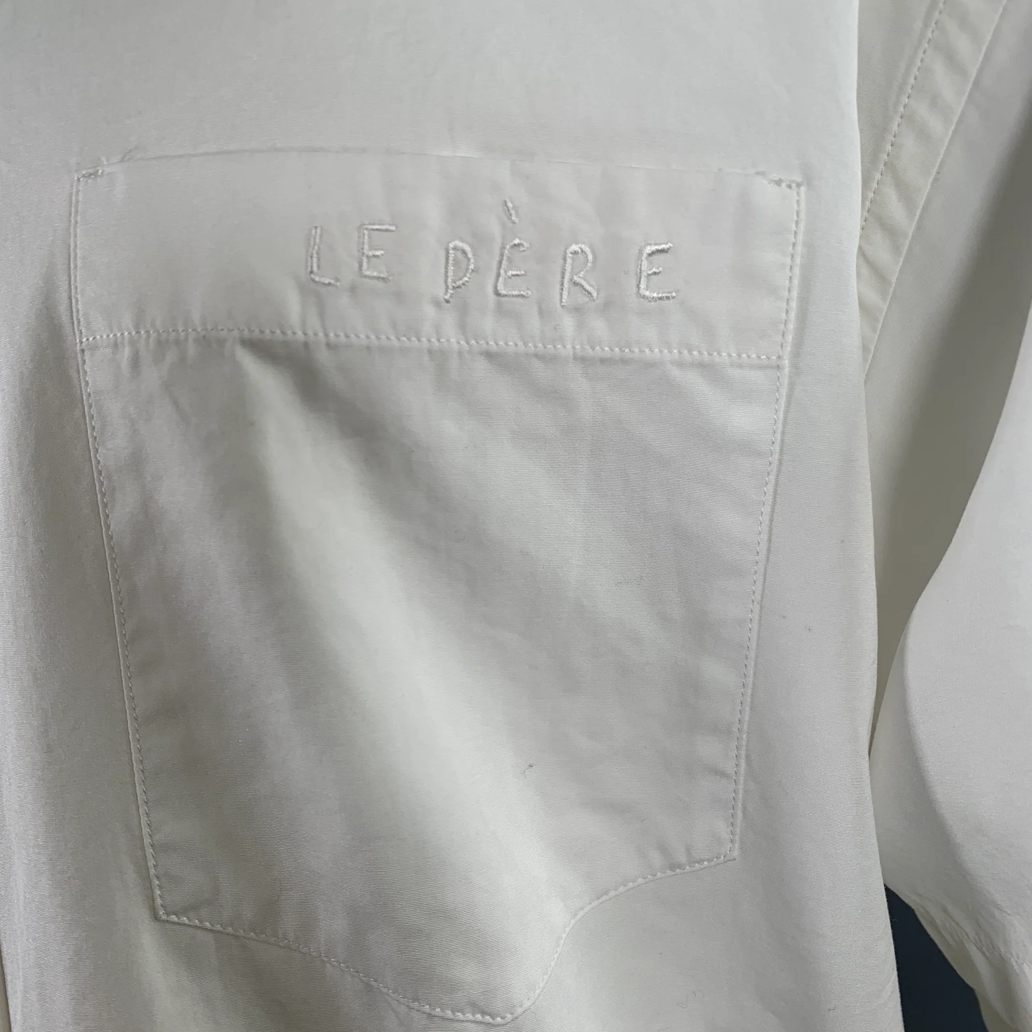 le PERE Size M White Logo Cotton Double Sleeve Long Sleeve Shirt - Image 2