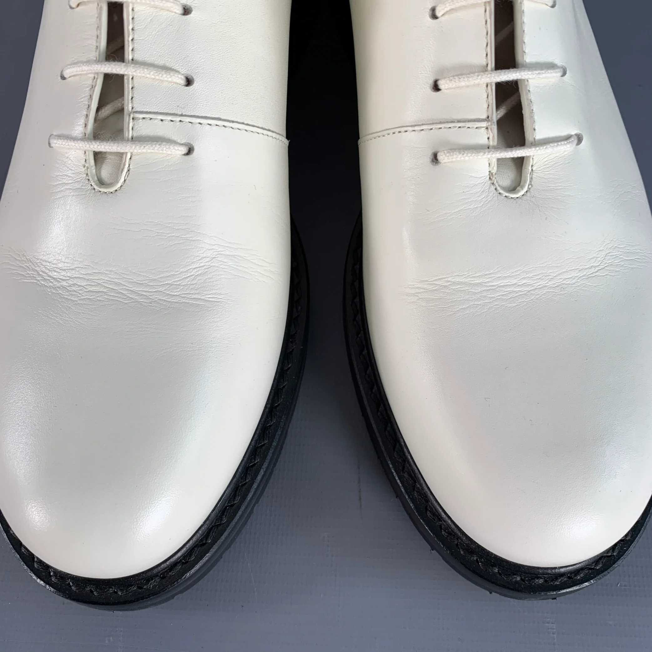 LEGRES Size 11 White Leathre Lace-Up Zipper Ankle Boots - Image 9
