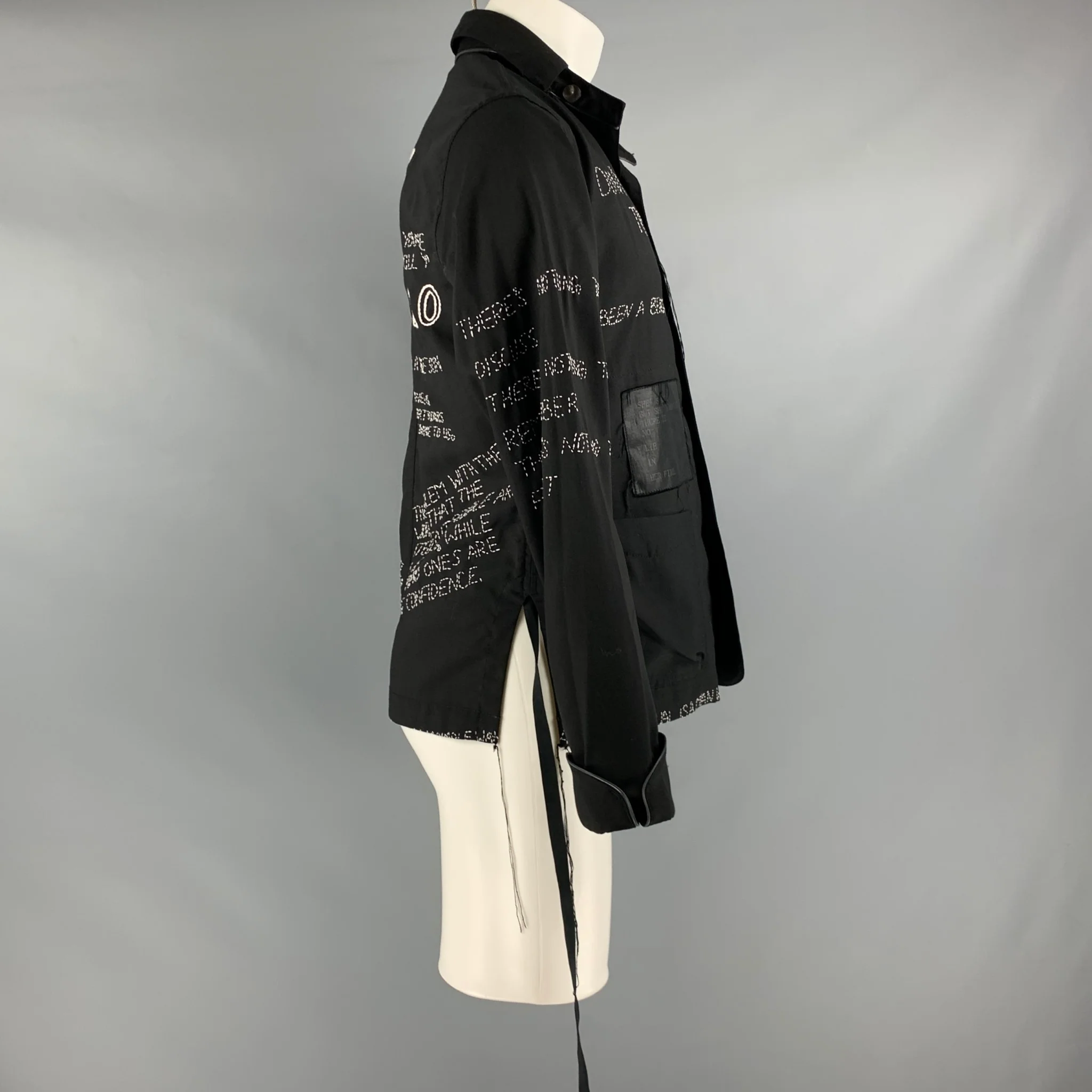 LEH Size M Black White Embroidery Shirt Jacket - Image 3