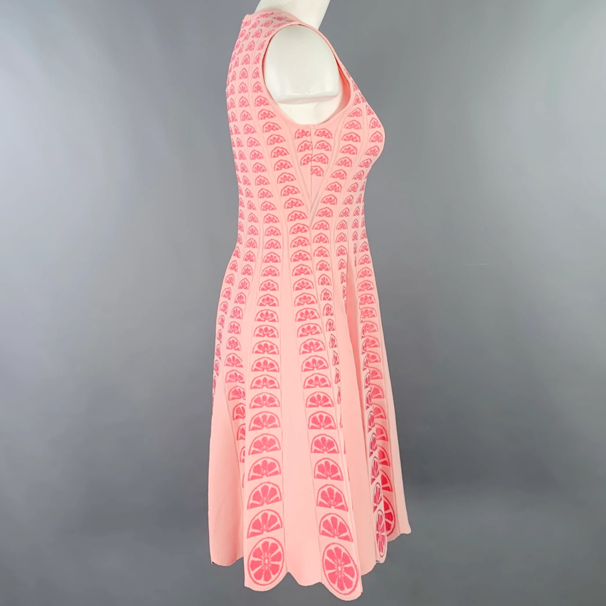 LELA ROSE Size S Pink Lemons Viscose Blend Sleeveless Pleated Dress - Image 3