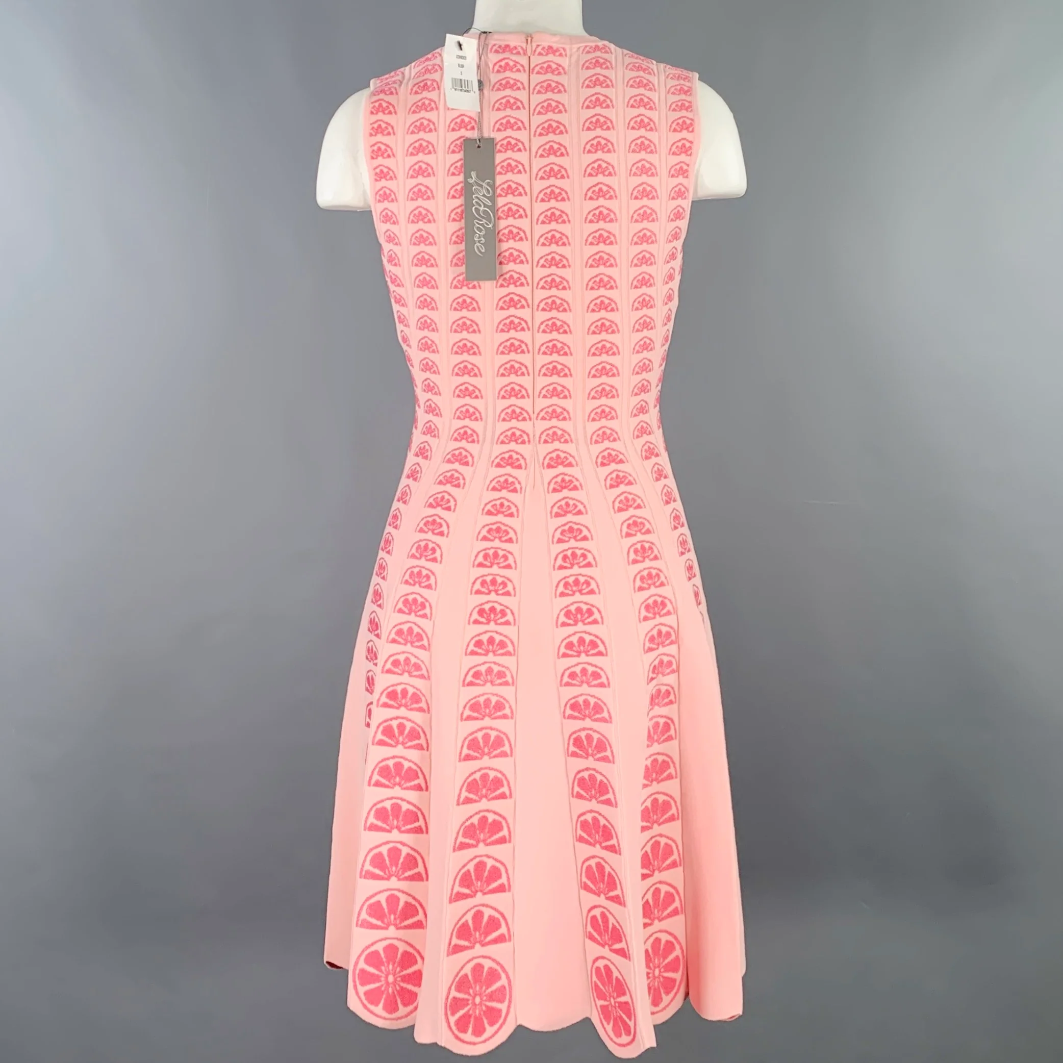 LELA ROSE Size S Pink Lemons Viscose Blend Sleeveless Pleated Dress - Image 4