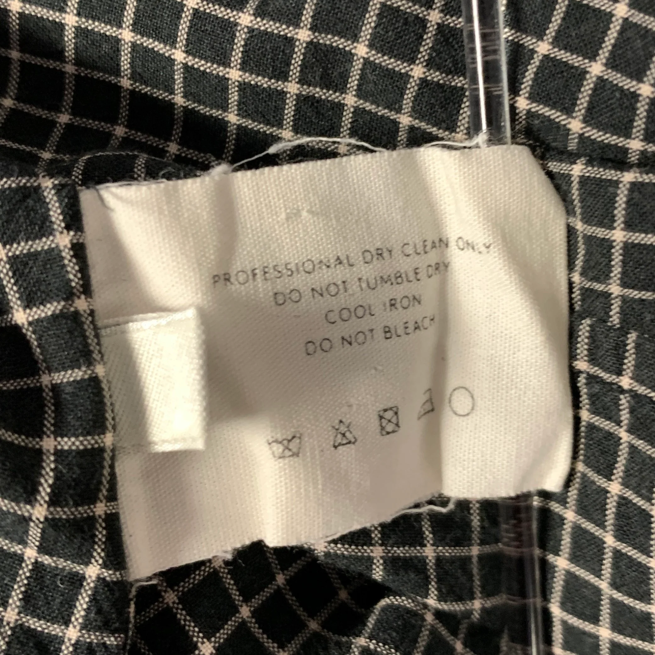 LEMAIRE Size S Black Cream Check Cotton Blend Cutaway Long Sleeve Shirt - Image 7