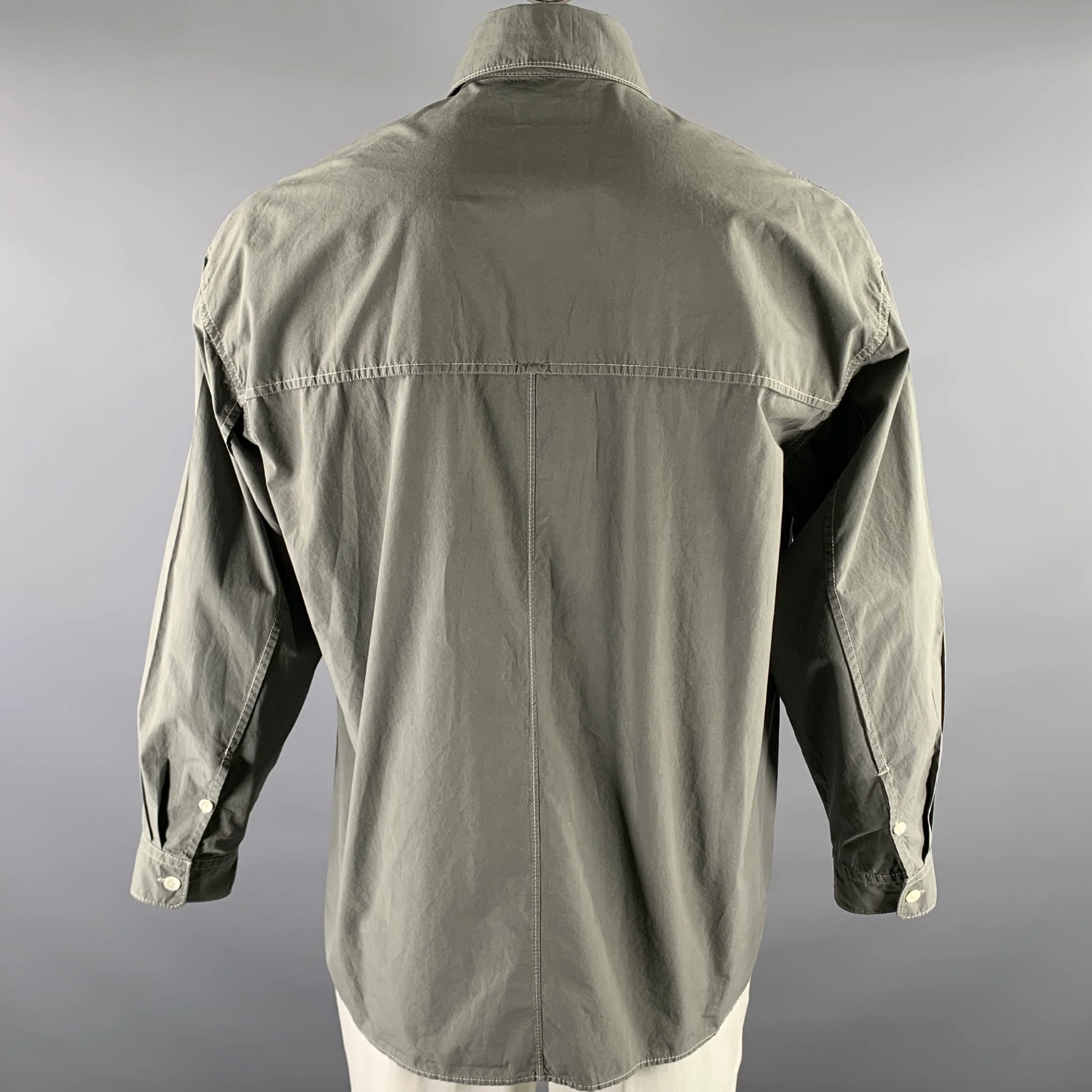 LEMAIRE Size S Grey Cotton Long Sleeve Shirt - Image 3
