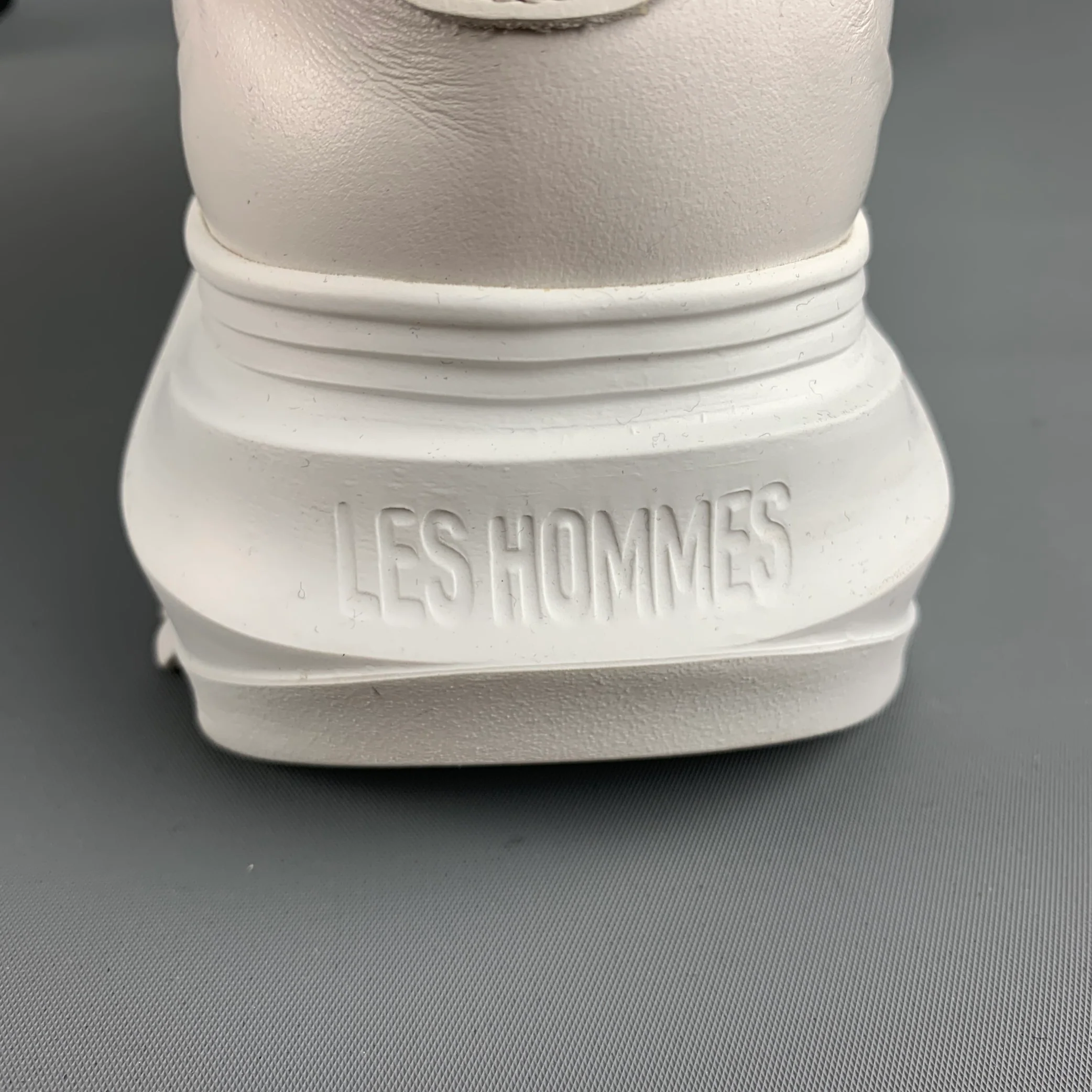 LES HOMMES Size 9.5 White Solid Leather Chunky heel Sneakers - Image 10