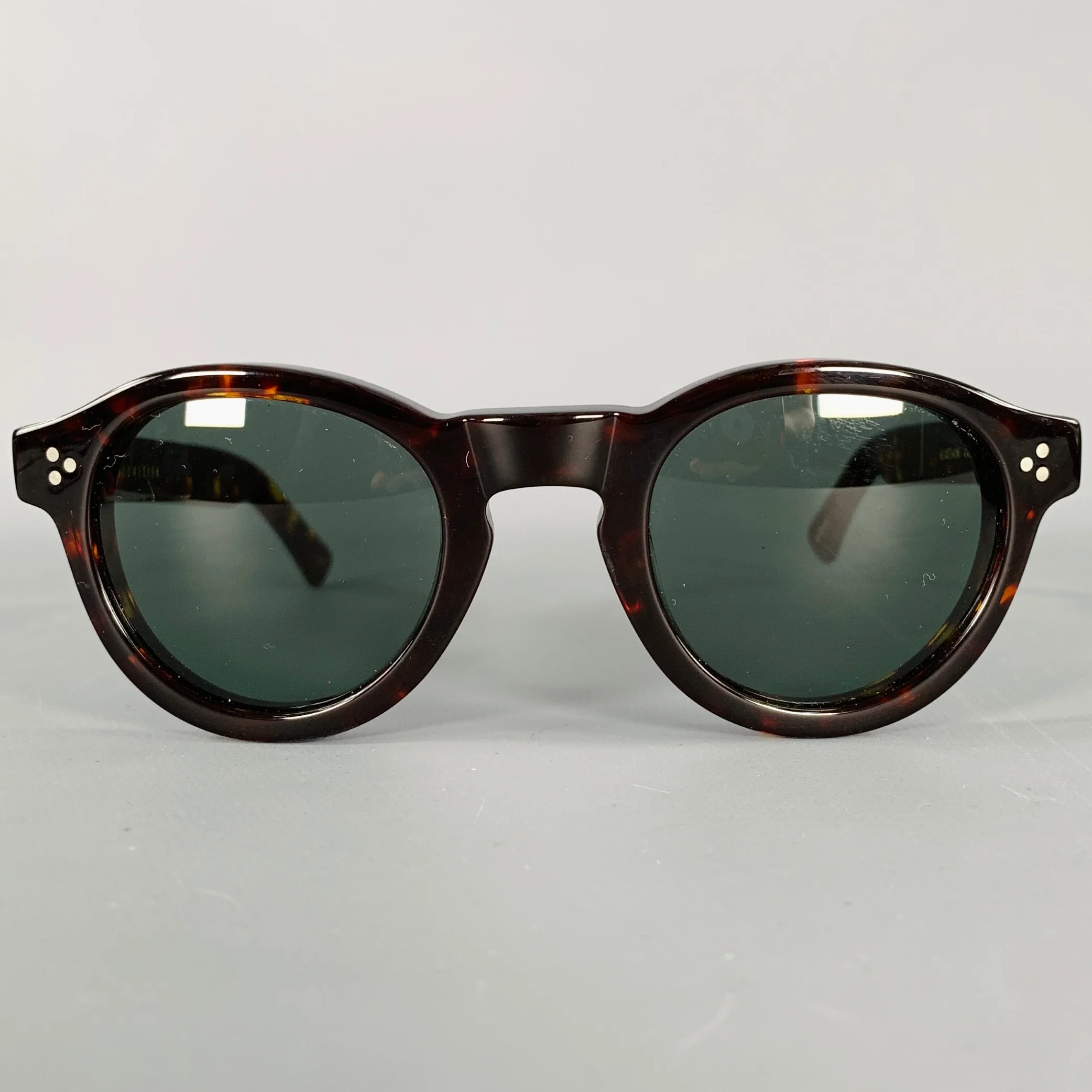 LESCA Brown Black Tortoiseshell Acetate Sunglasses