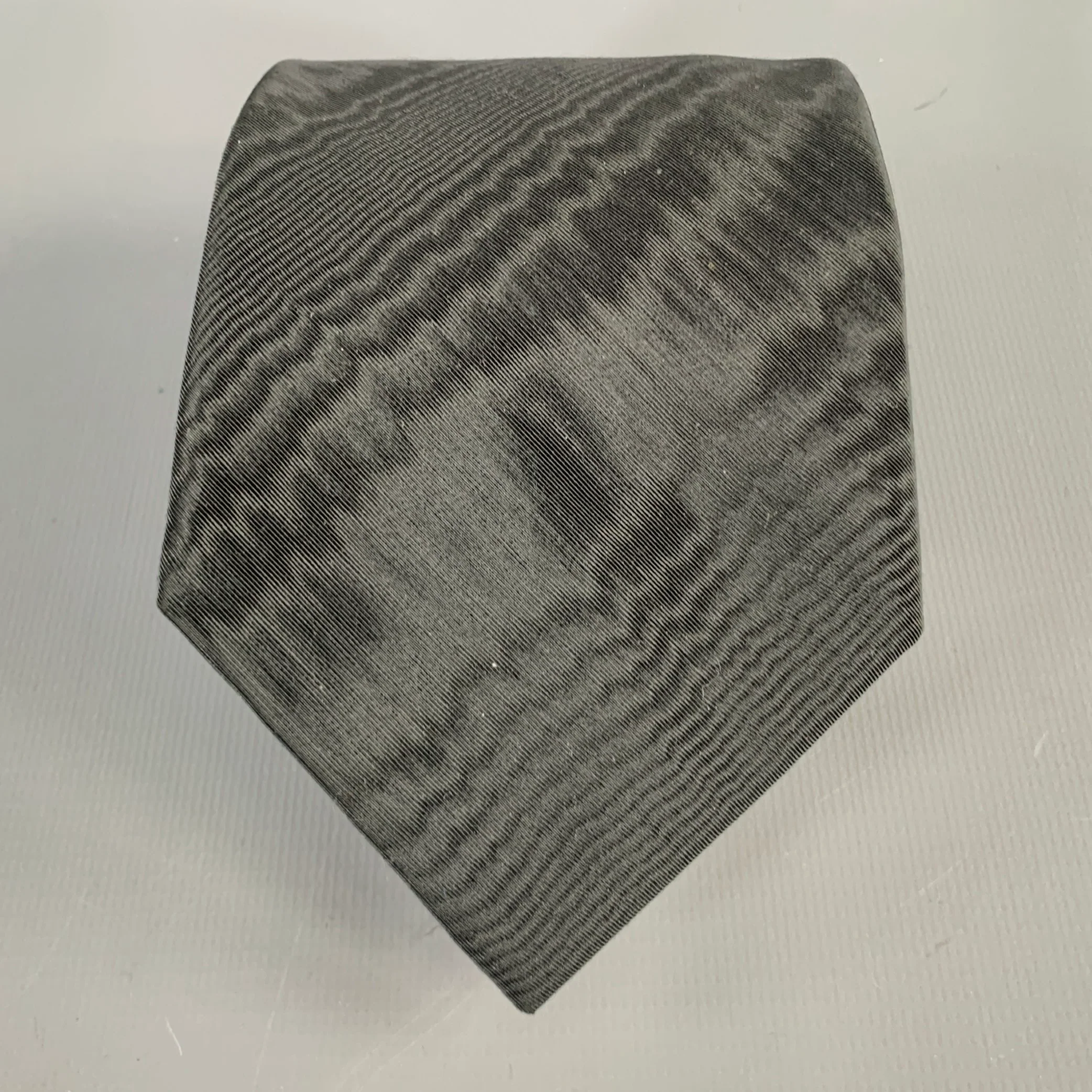 L'ESCALIER D'ARGENT Black Moire Silk Tie