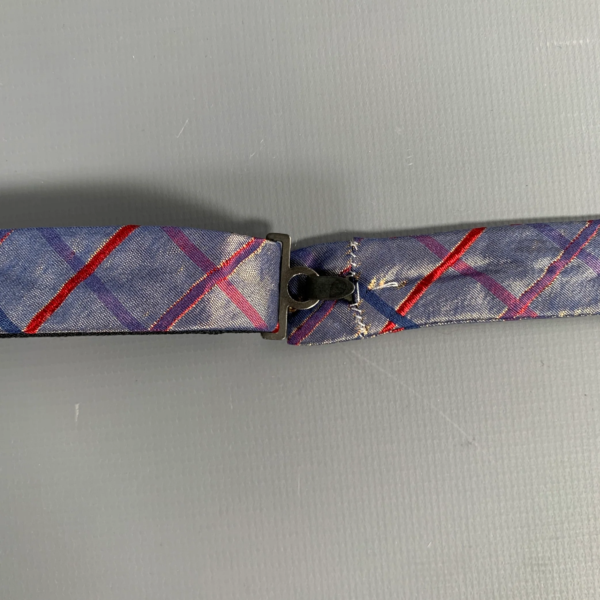 L'ESCALIER D'ARGENT Purple Red Checkered Silk Bow Tie - Image 4