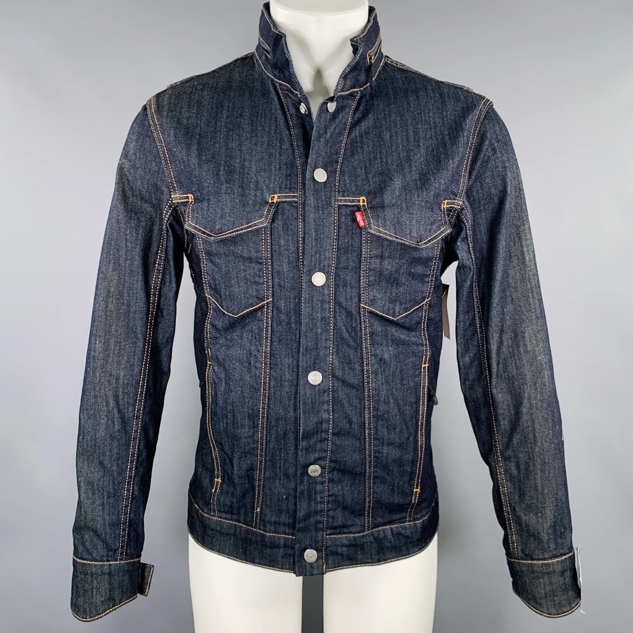 LEVI STRAUSS 2014 Size M -Commuter- Navy Contrast Stitch Cotton Blend Jacket