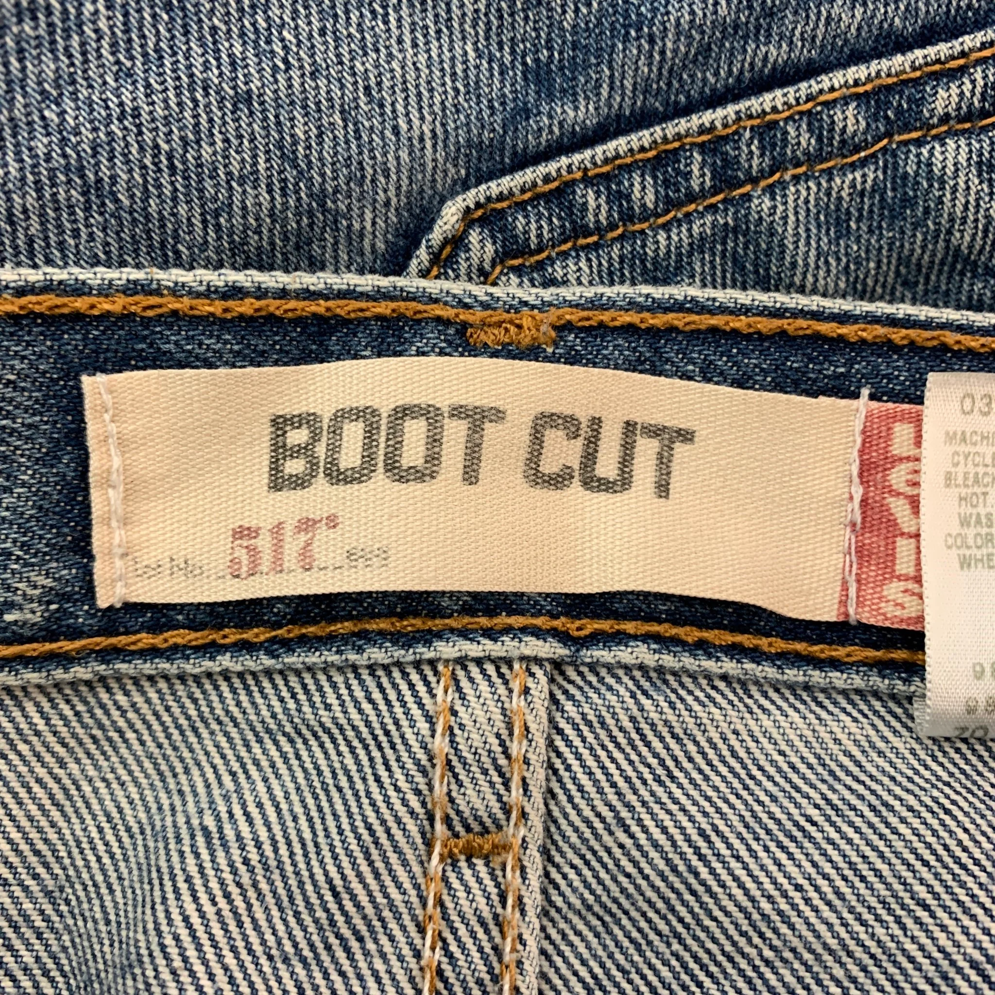 LEVI STRAUSS 517 Size 32 Blue Washed Cotton Bootcut Jeans - Image 4