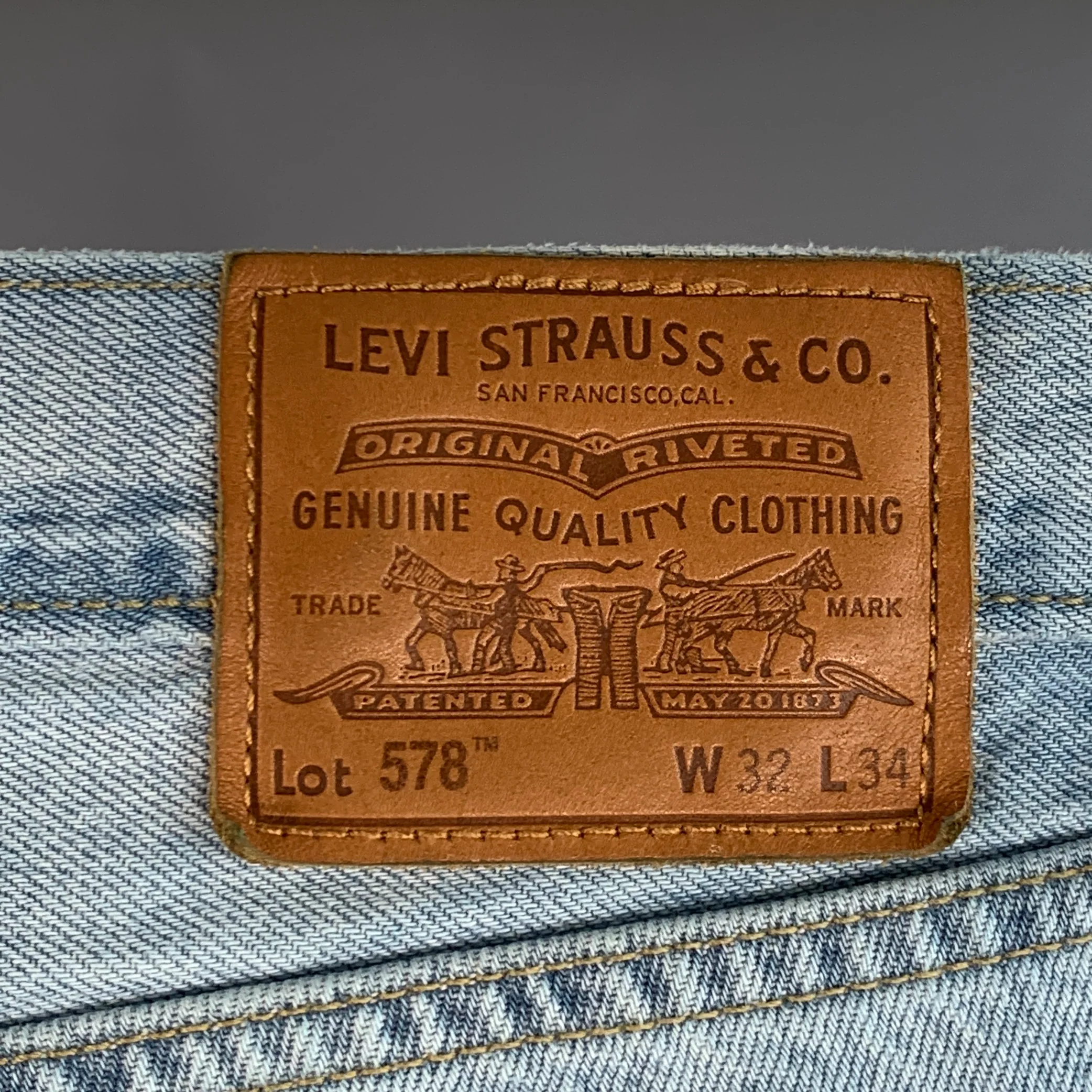 LEVI STRAUSS Size 32 Blue Cotton Wide Leg Distressed Raw Edge Jeans - Image 3