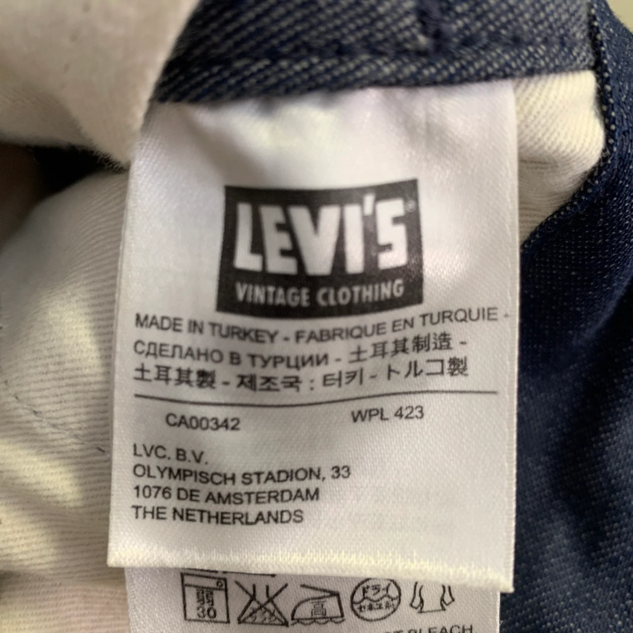 LEVI STRAUSS Size 32 Navy Twill Cotton Wide Leg Straight Cuffed Button Fly Jeans - Image 5