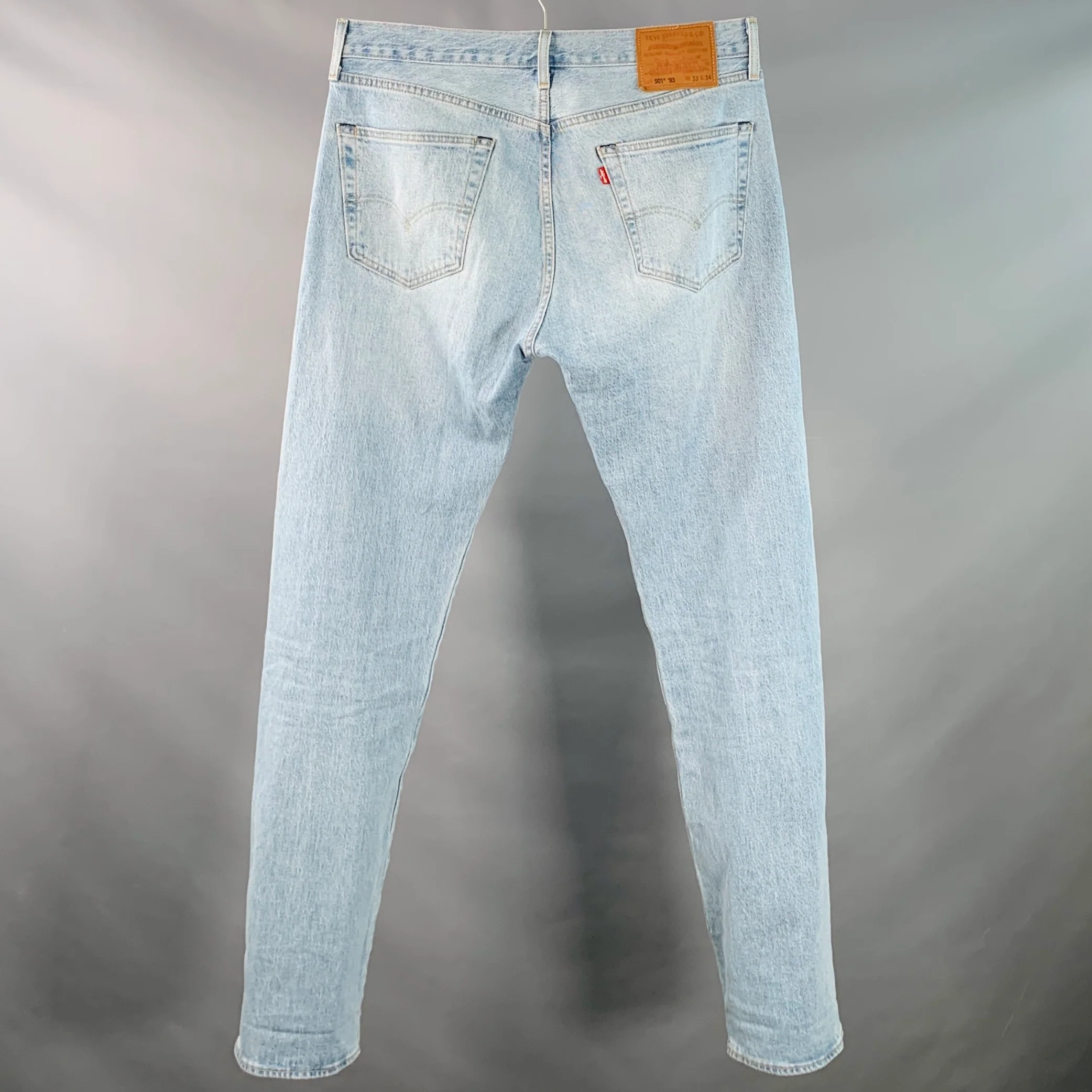 LEVI STRAUSS Size 33 Light Blue Cotton Blend Denim Straight Button Fly Jeans - Image 2