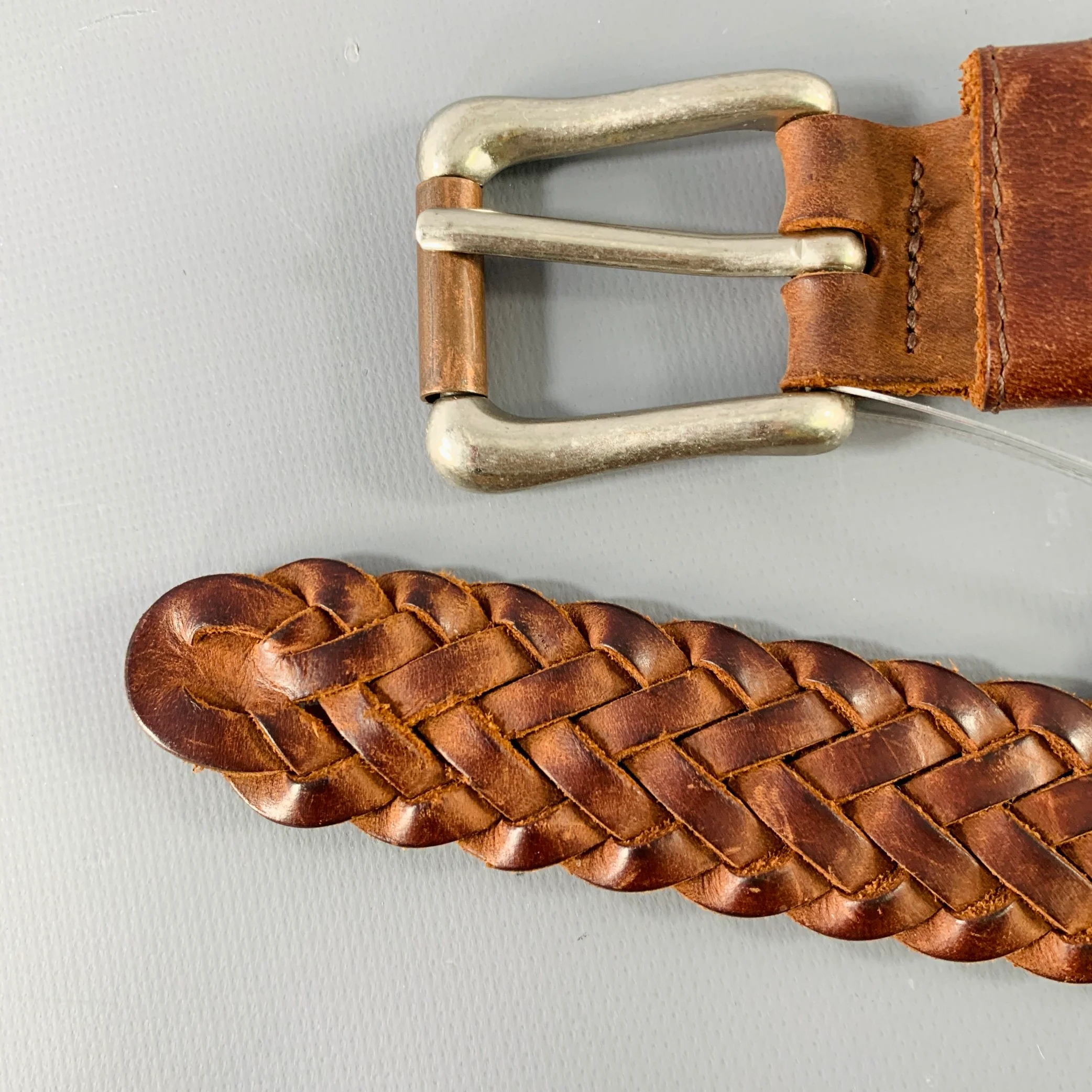 LEVI STRAUSS Size 38 Brown Woven Leather Belt - Image 5