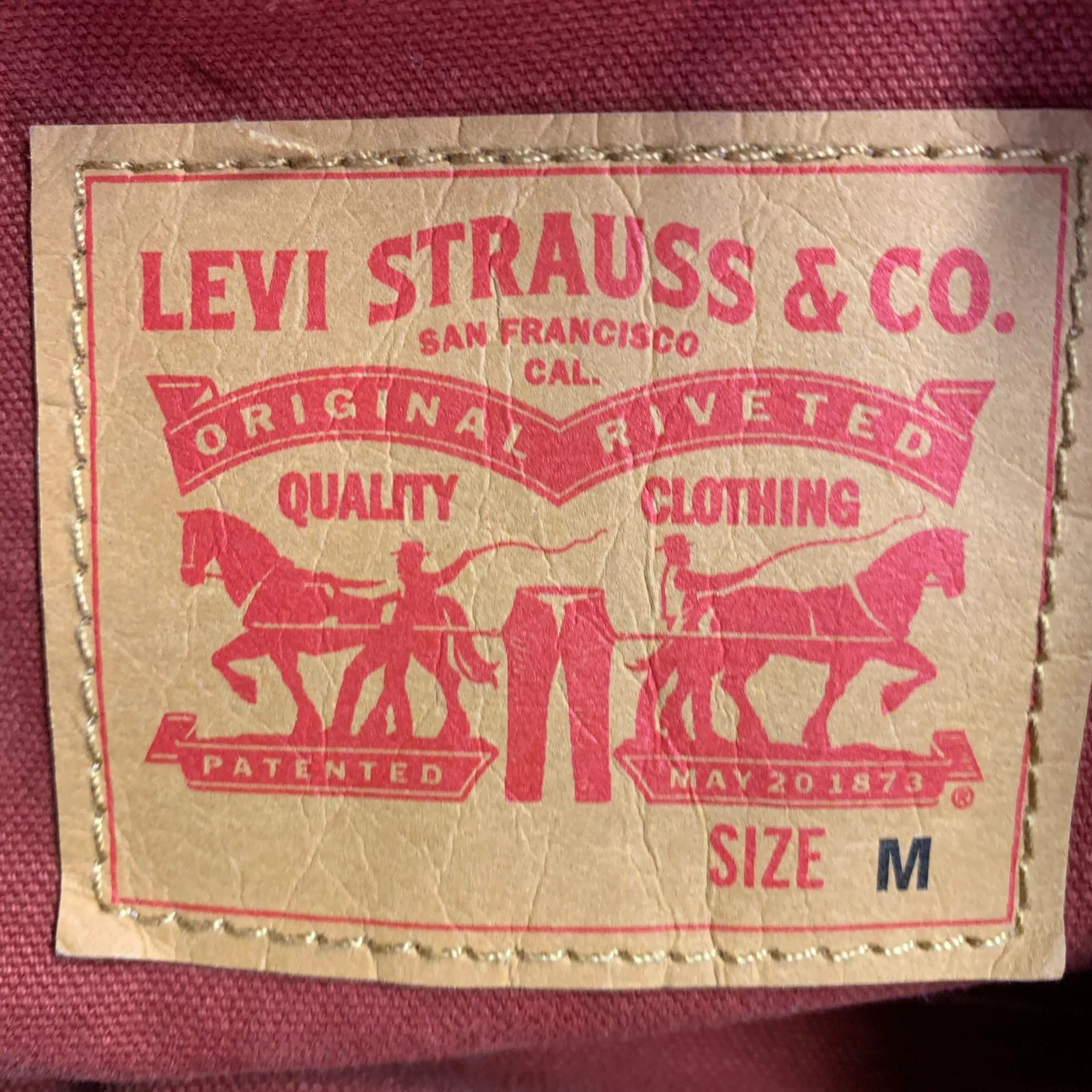 LEVI STRAUSS Size M Orange Rust Cotton Denim Trucker Jacket - Image 4