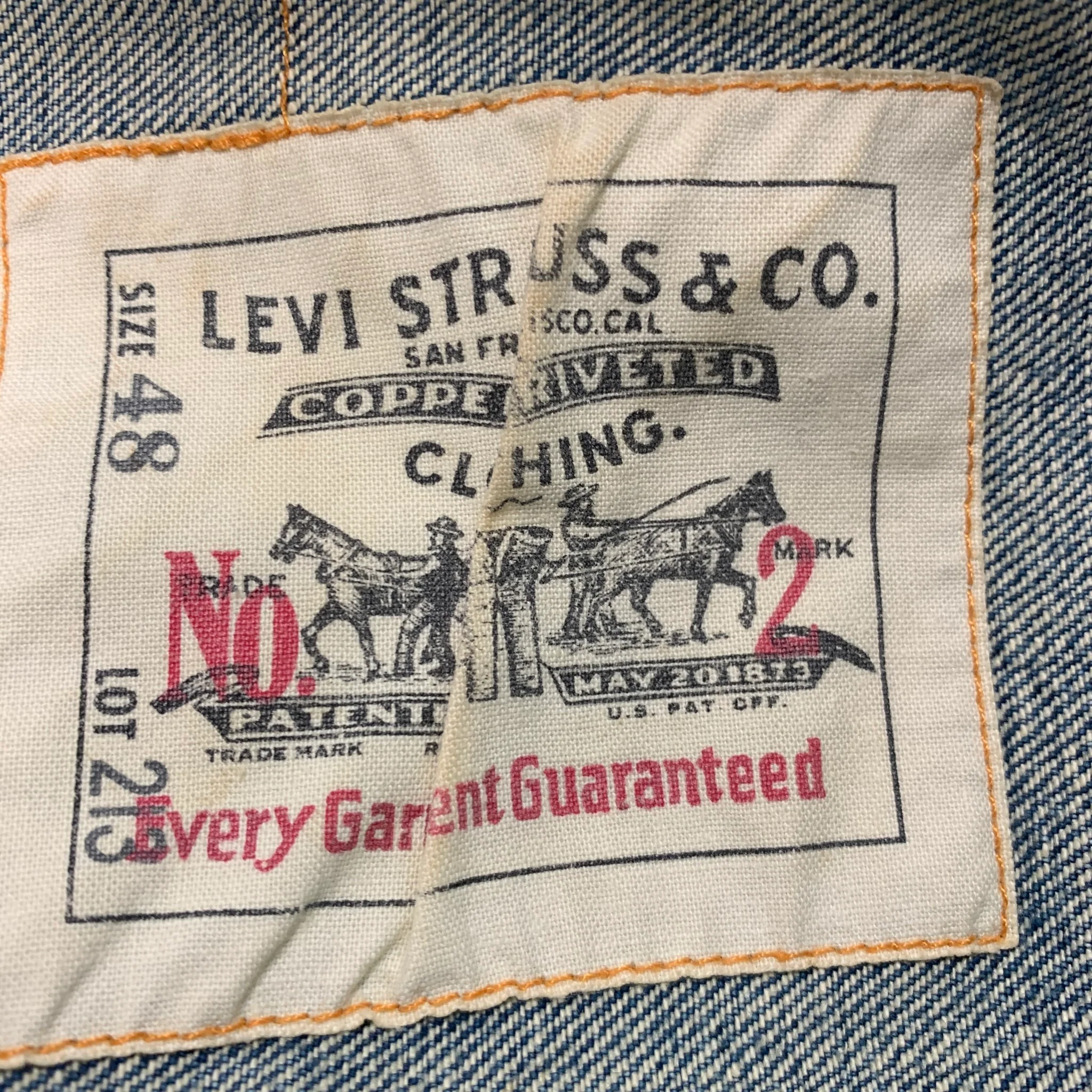 LEVI STRAUSS Size XL Blue Washed Selvedge Denim Jacket - Image 7