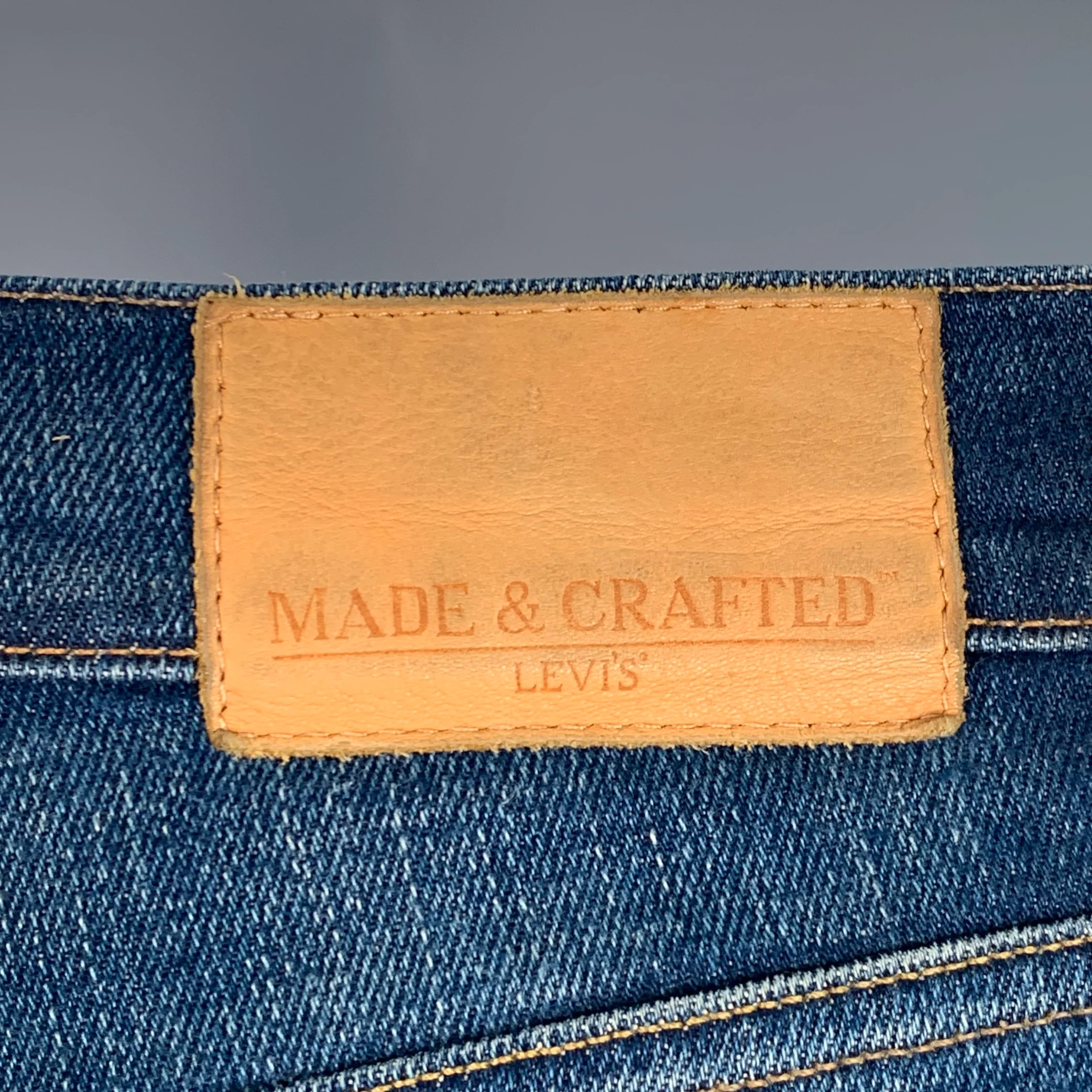 LEVI'S MADE & CRAFTED Size 29 Needle Narrow Blue Distressed Cotton Blend Skinny Jeans - Image 5