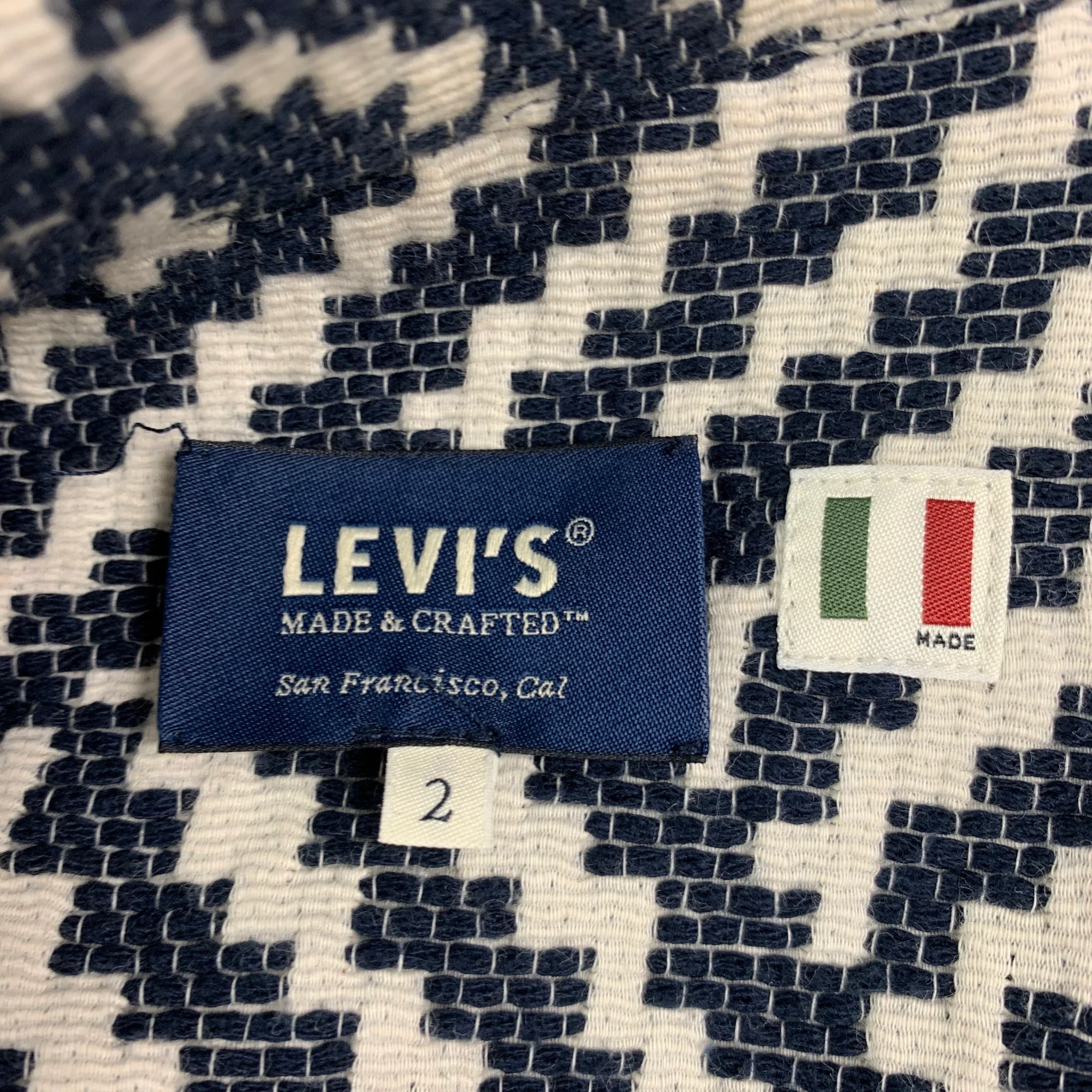 LEVI'S MADE & CRAFTED Size M Navy White Textured Trucker Jacket - Image 5