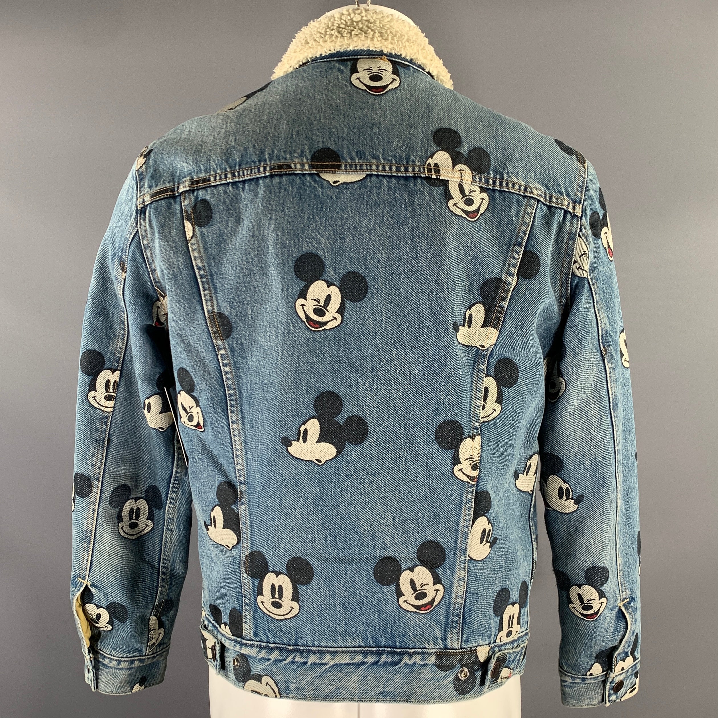LEVI'S Size M Blue Cotton Sherpa Denim Mickey Trucker Jacket - Image 4