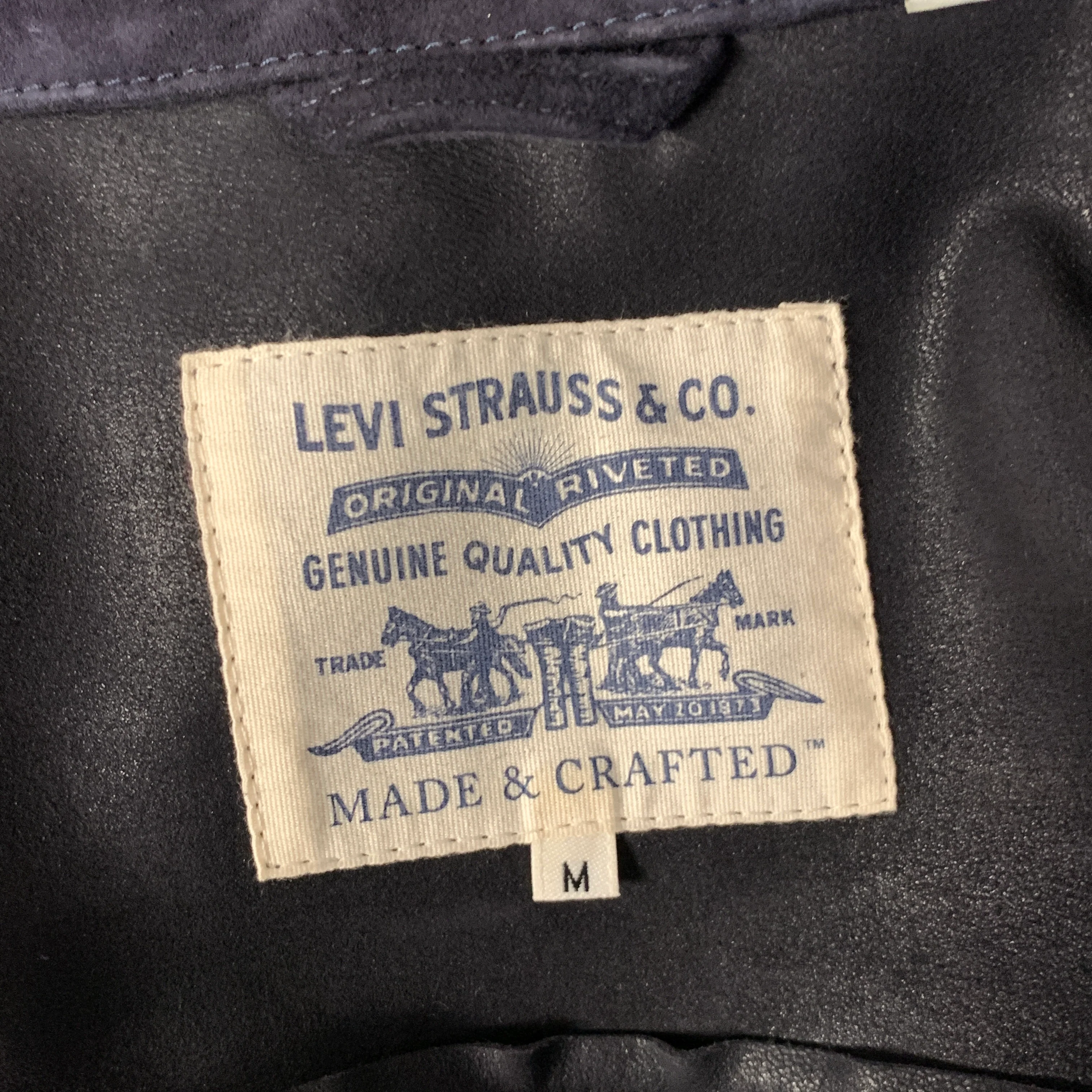 LEVI'S Made & Crafted Size M Navy Suede Trucker Jacket - Image 5
