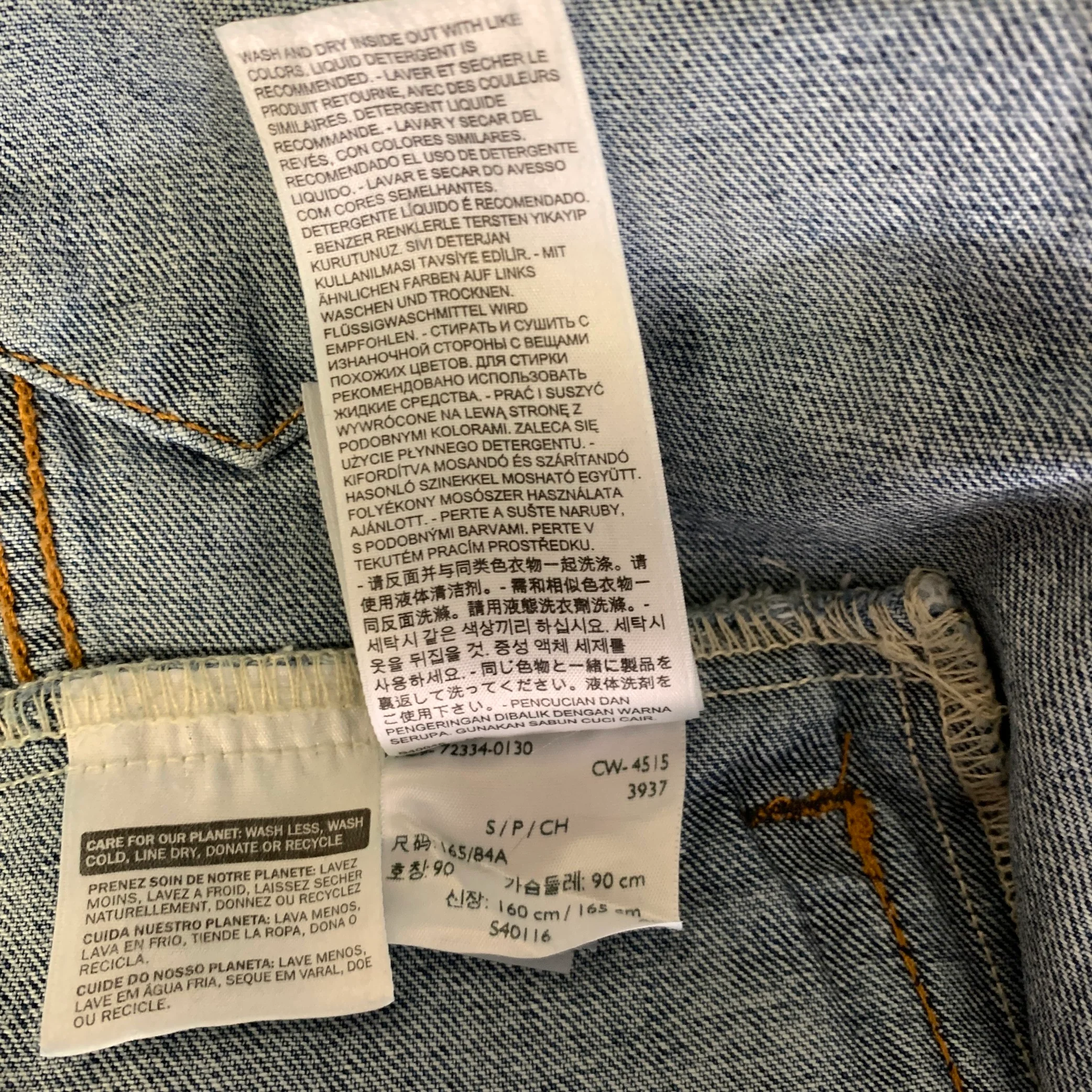 LEVI'S Size S Blue Washed Cotton Trucker Jacket - Image 7