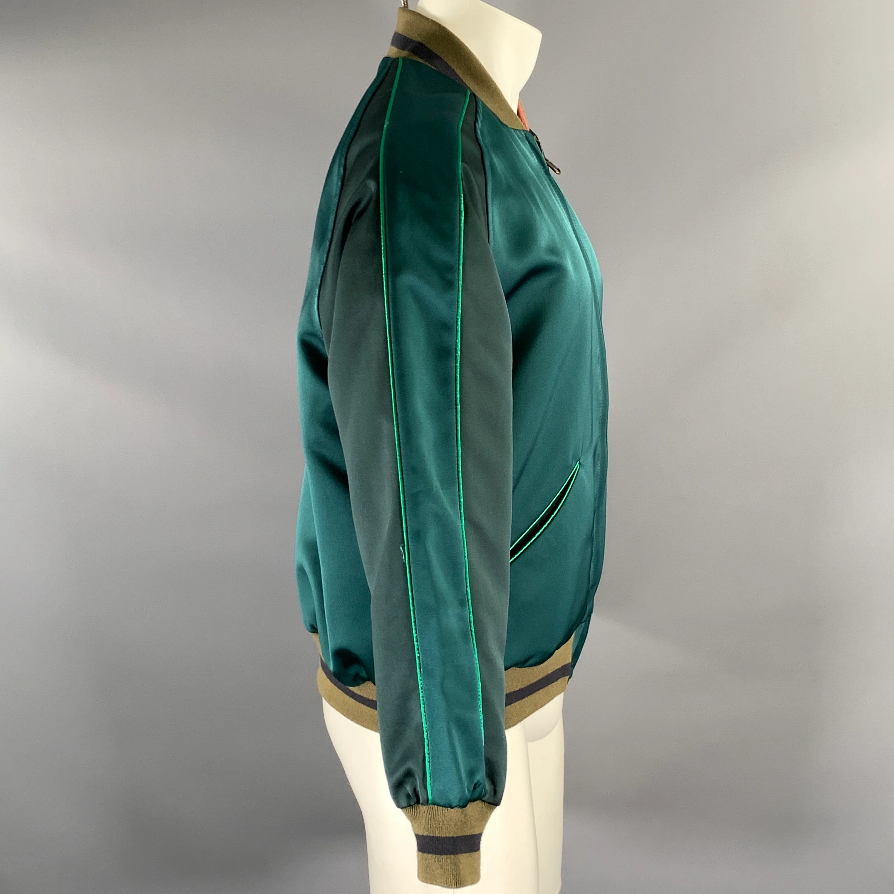 LEVI'S Size XS Green Pink Polyester Reversible Bomber Jacket - Image 3