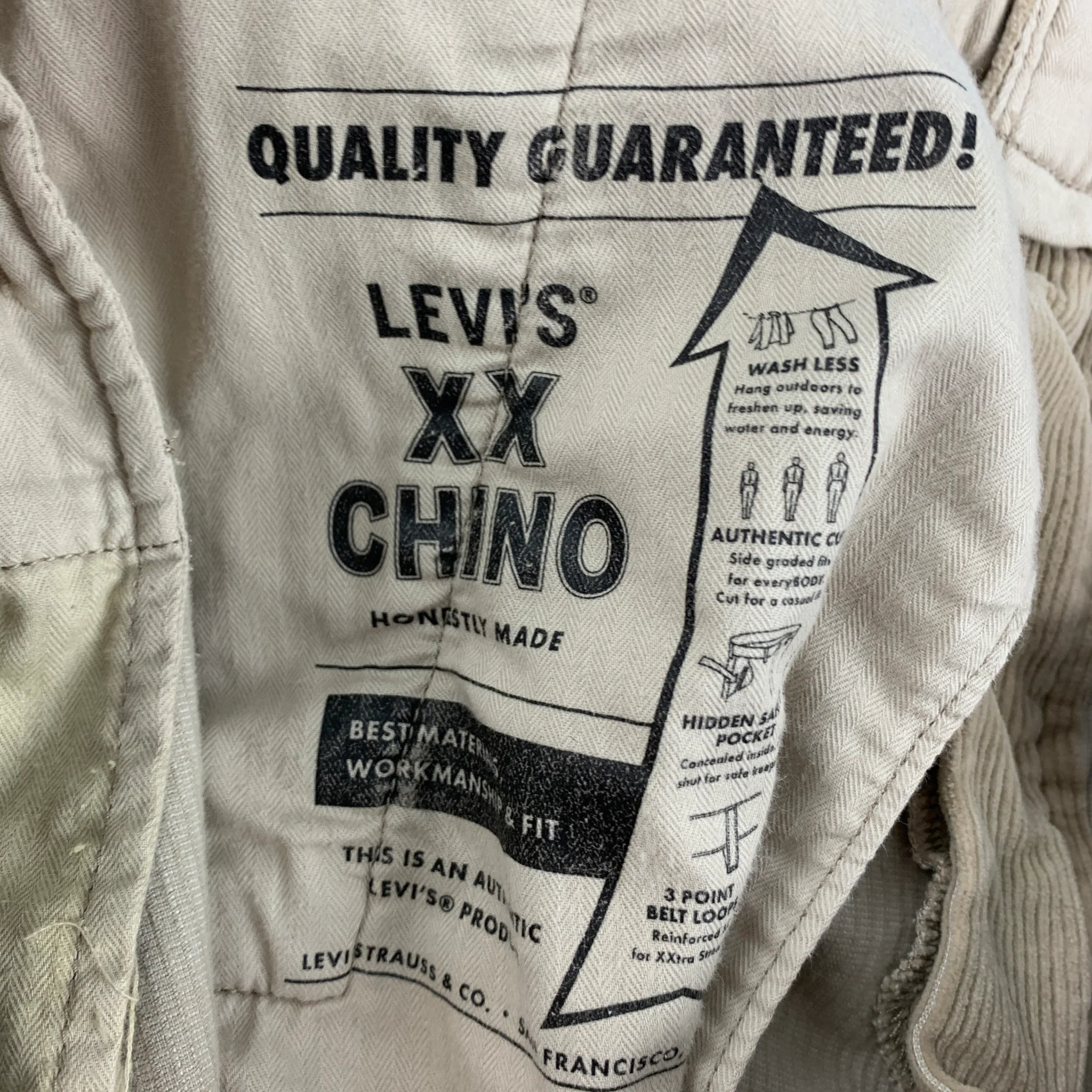 LEVI'S XX CHINO Size 34 Tan Corduroy Cotton Polyester Casual Pants - Image 4