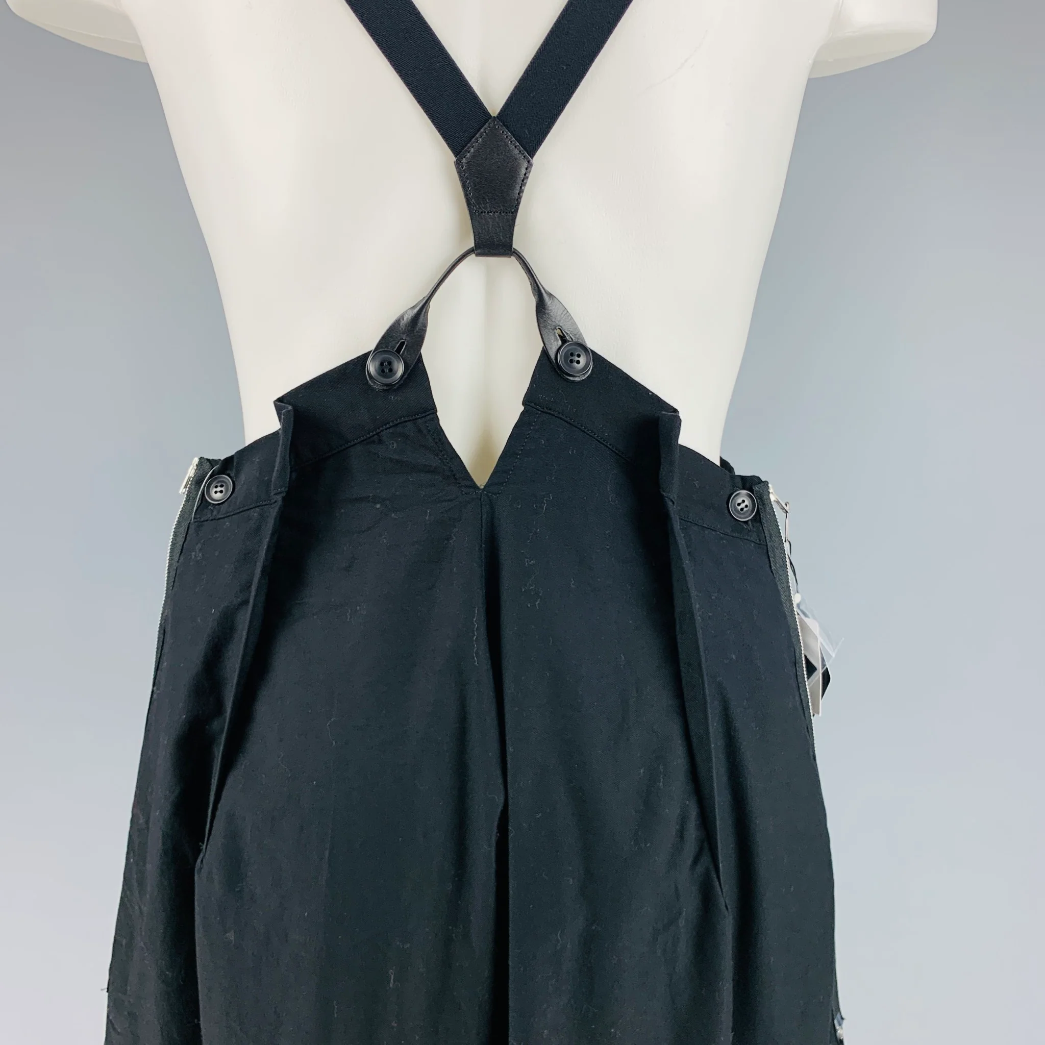 LIMI FEU Size M Black Cotton Suspenders Overalls - Image 6