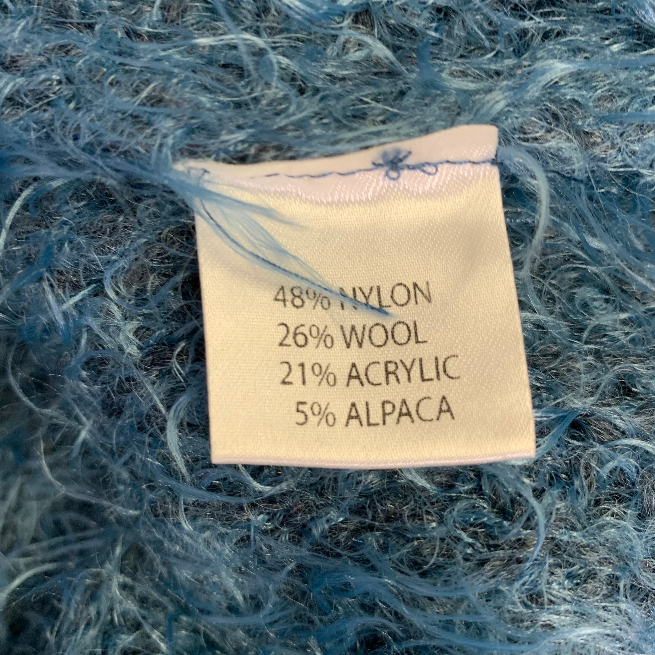 LINEAMAGLIA Size M Blue Nylon Blend Shaggy Scoop Neck Sweater - Image 5