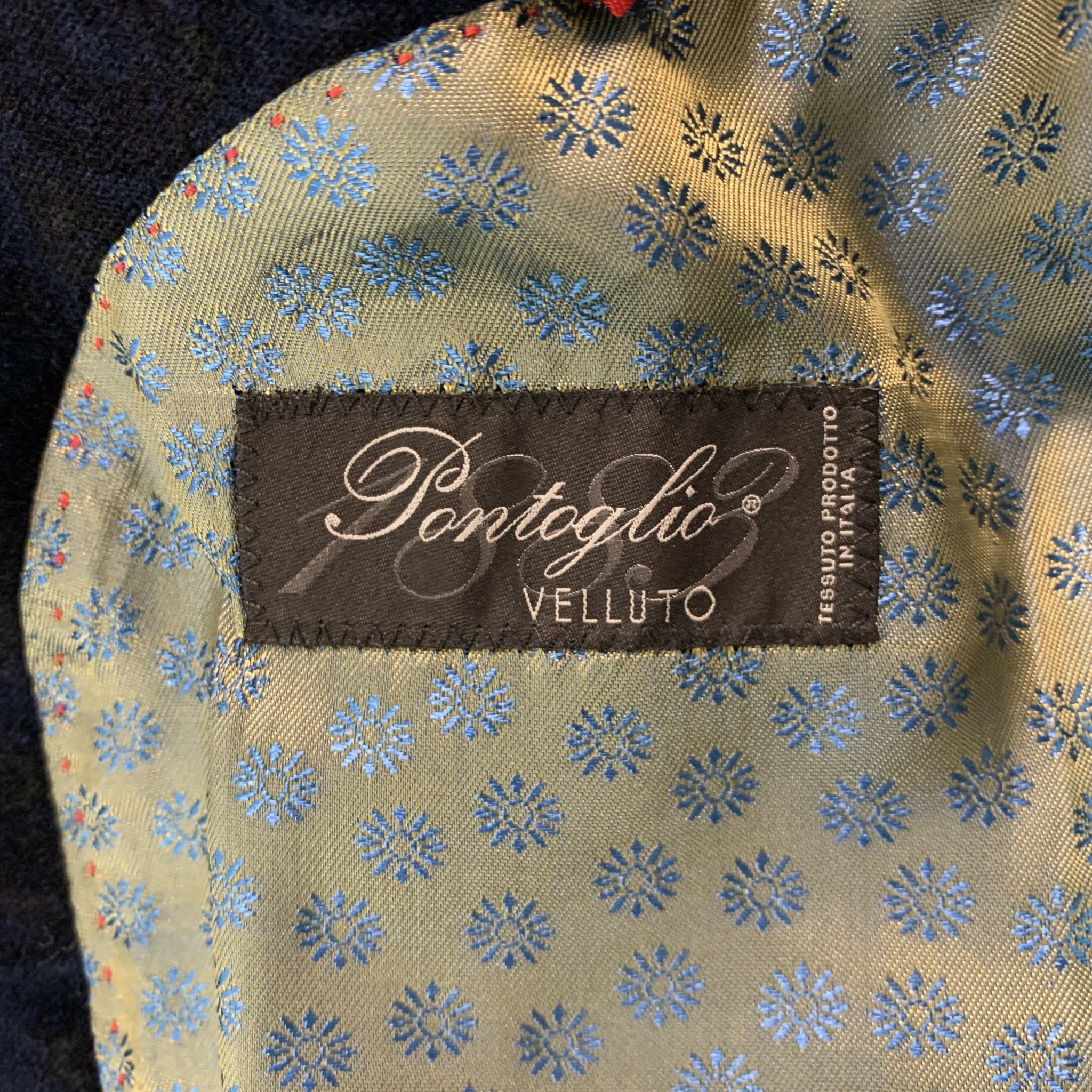 LIPMAN & SONS Size 42 Navy Paisley Cotton Velvet Sport Coat - Image 4