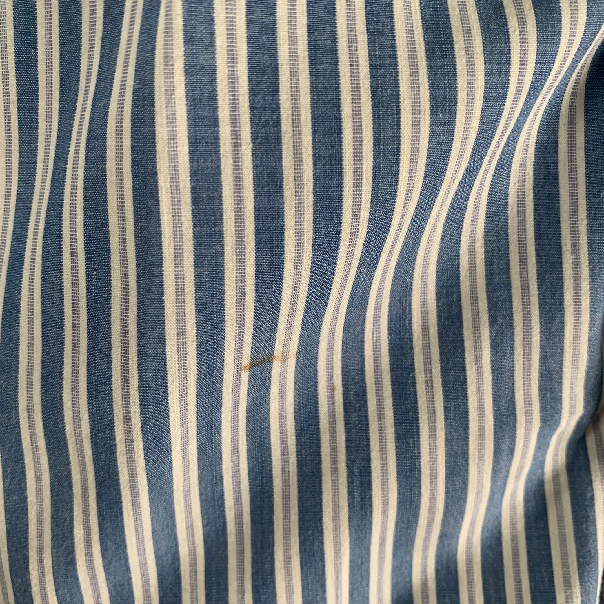 LODEN DAGER Size S Blue White Stripe Cotton Pointed Collar Long Sleeve Shirt - Image 7