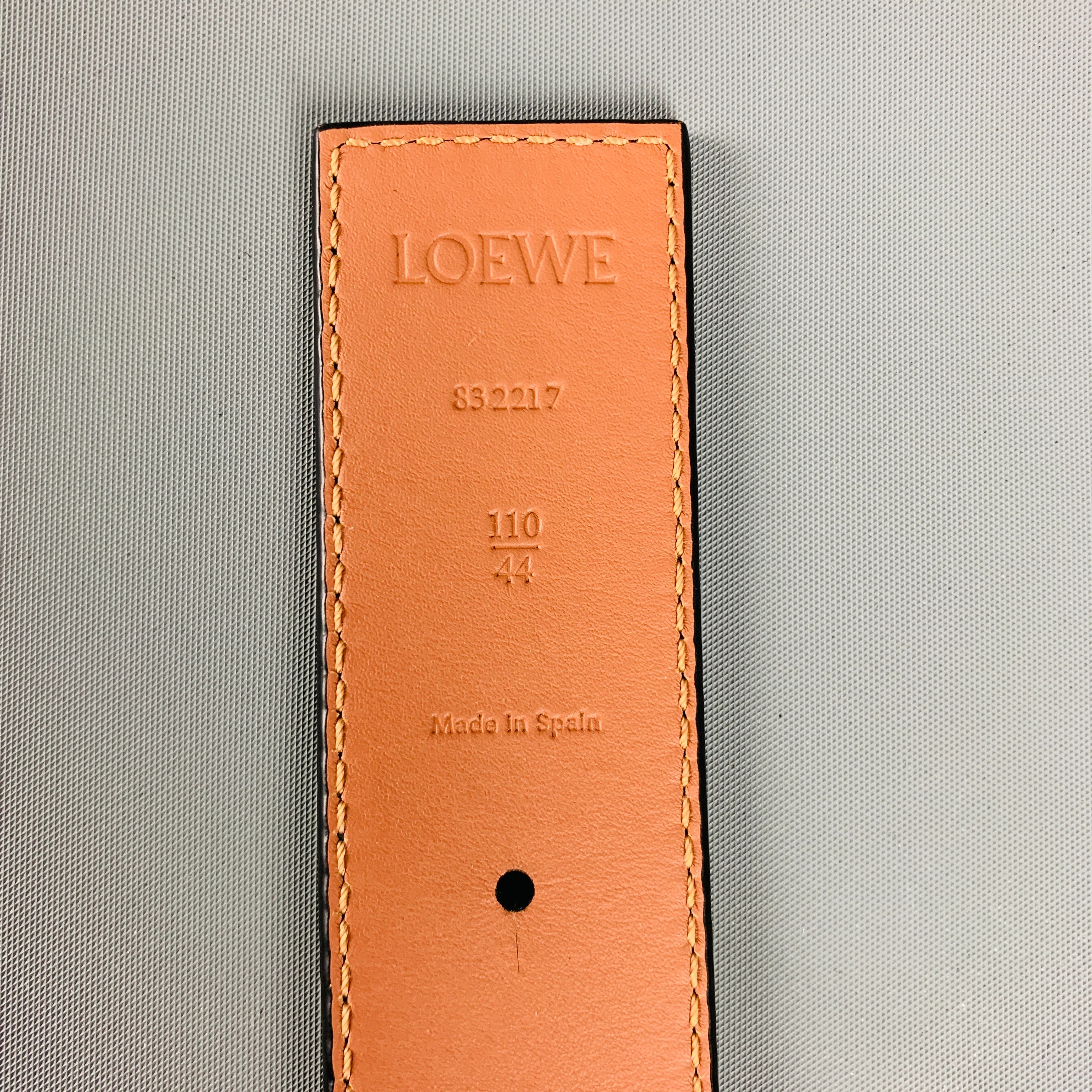 LOEWE Size 44 Black Tan Reversible Leather Belt - Image 7