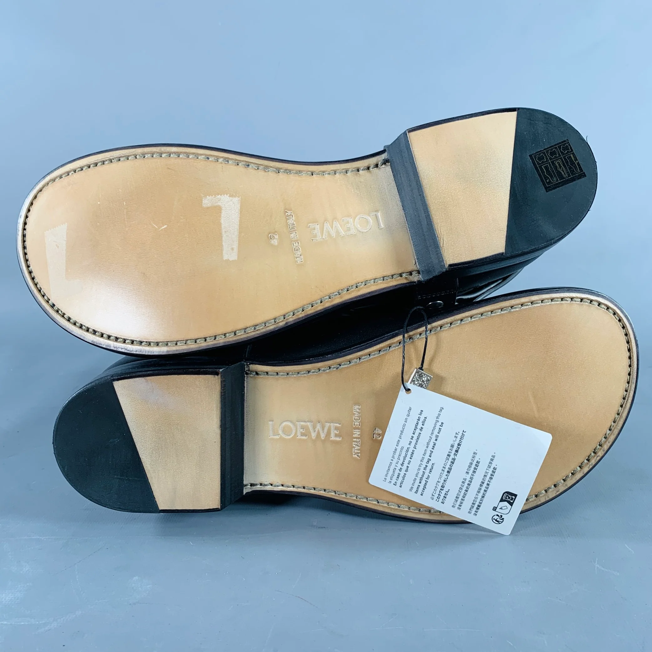 LOEWE Size 9 Campo Black Silver Harness Leather Pull On Boots - Image 6