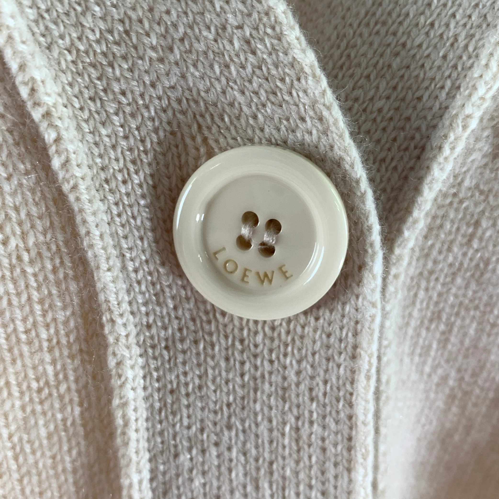 LOEWE Size M Cream Cashmere Blend Asymmetric Cardigan - Image 5
