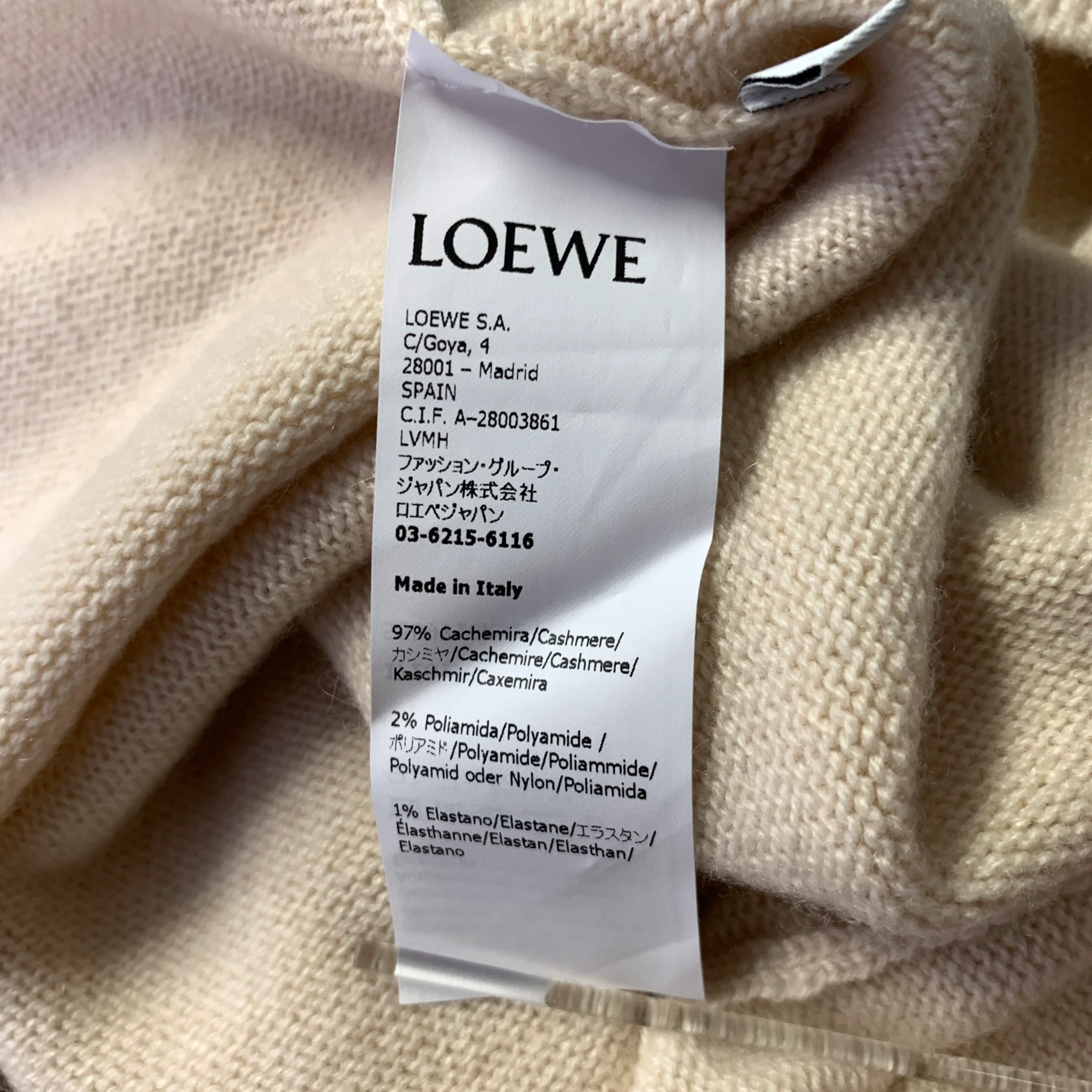 LOEWE Size M Cream Cashmere Blend Asymmetric Cardigan - Image 8