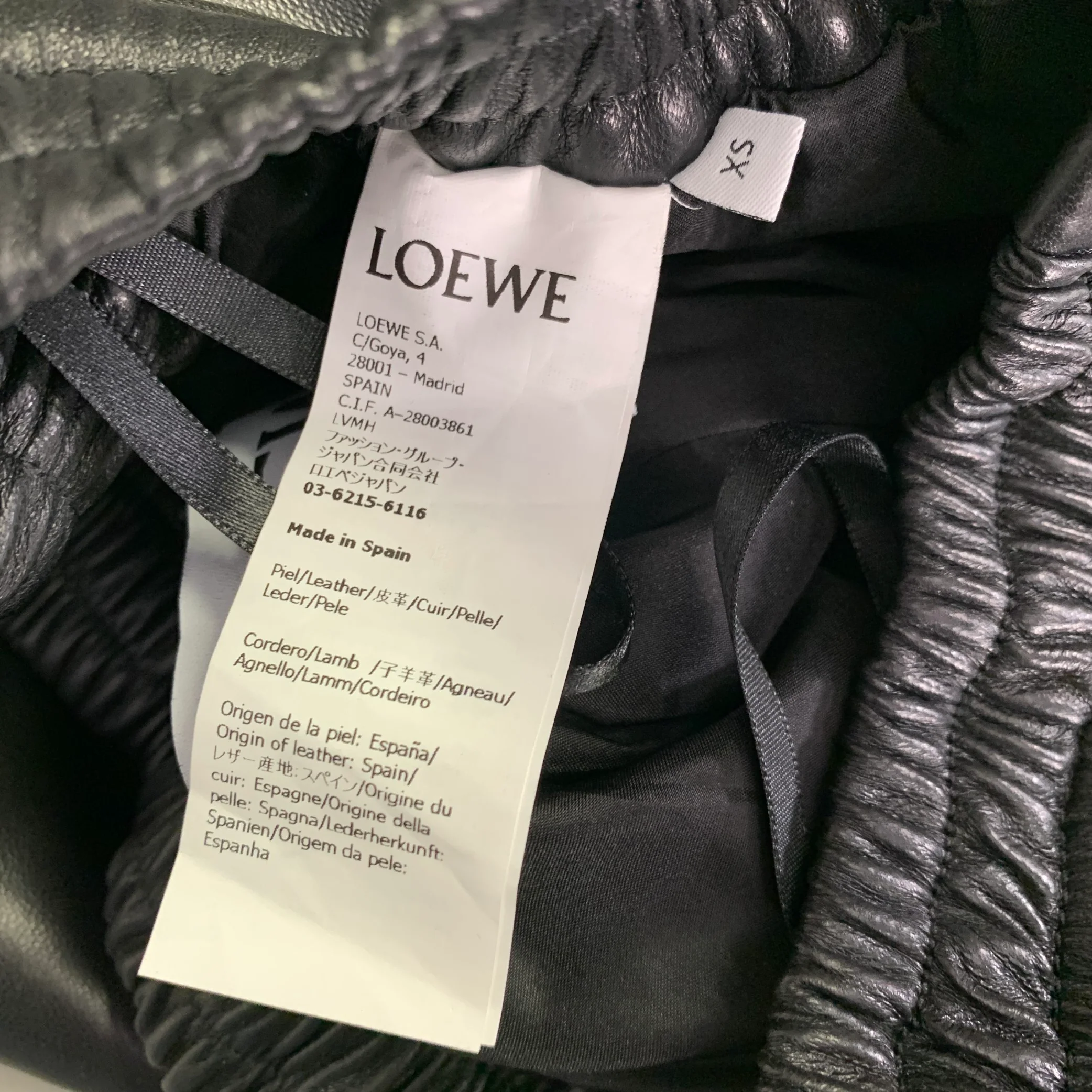 LOEWE Size XS Black Lambskin Leather Goat Suede Wide Leg Dress Pants - Image 6