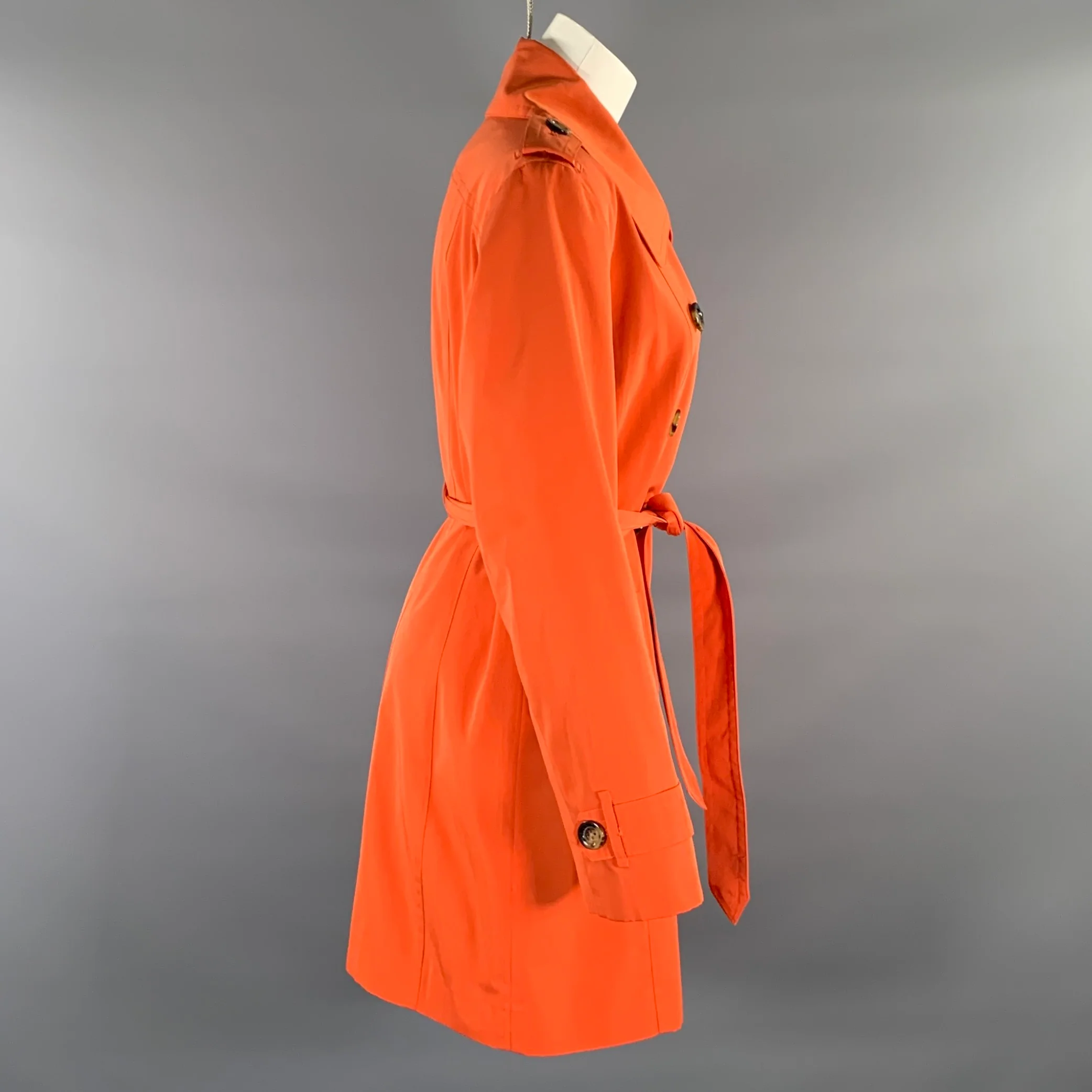 LONDON FOG Size L Orange Polyester Double Breasted Trench Coat - Image 2