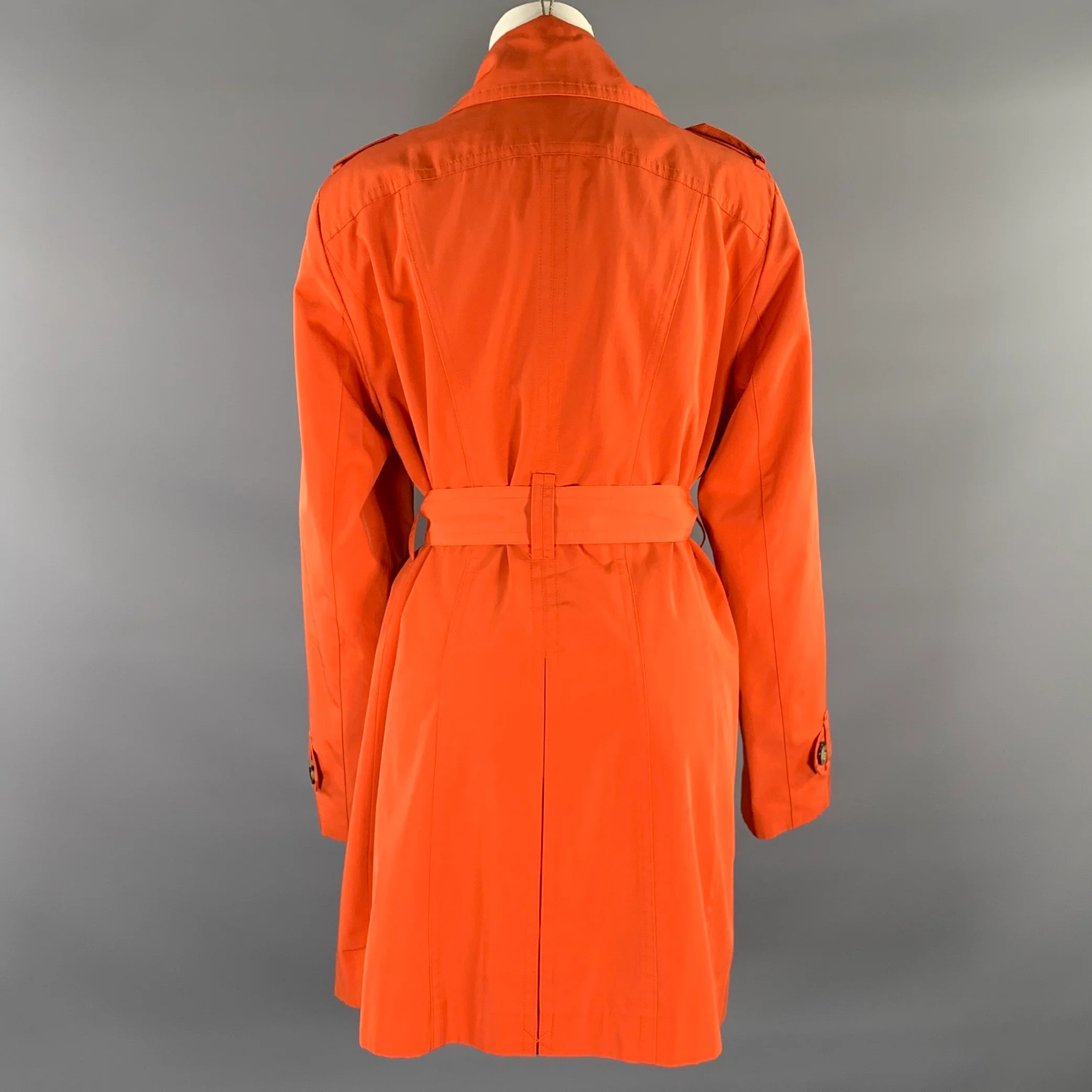 LONDON FOG Size L Orange Polyester Double Breasted Trench Coat - Image 3