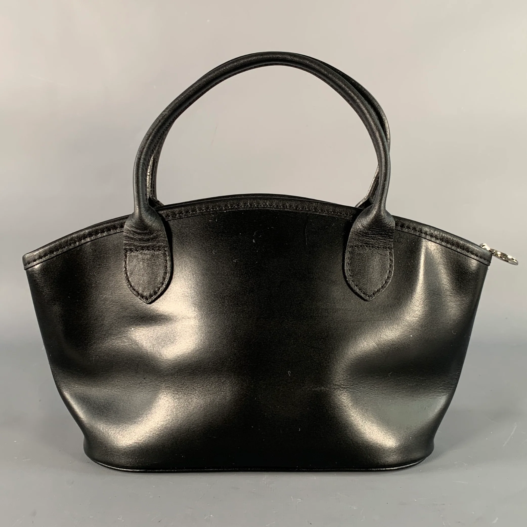LONGCHAMP Black Canvas Faux Leather Shoulder Handbag - Image 4